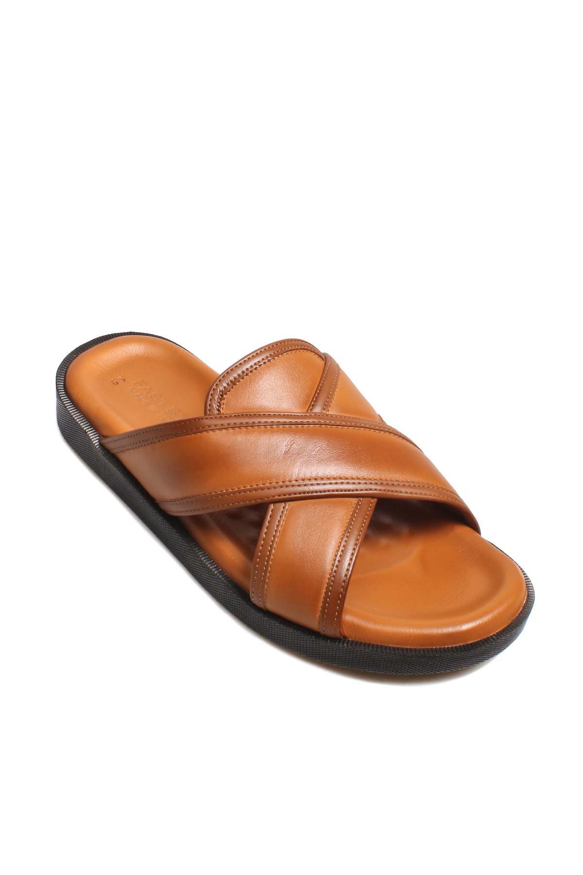 Hakiki Deri Erkek Düz Terlik 018MAM-65-C-2 - Görsel 4