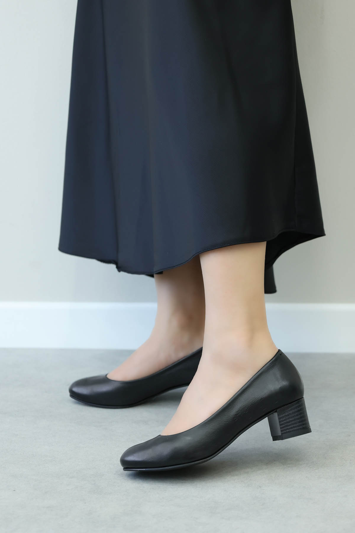 Hakiki Deri Kadın Kalın Topuklu Ayakkabı 792ZA057 - Görsel 2