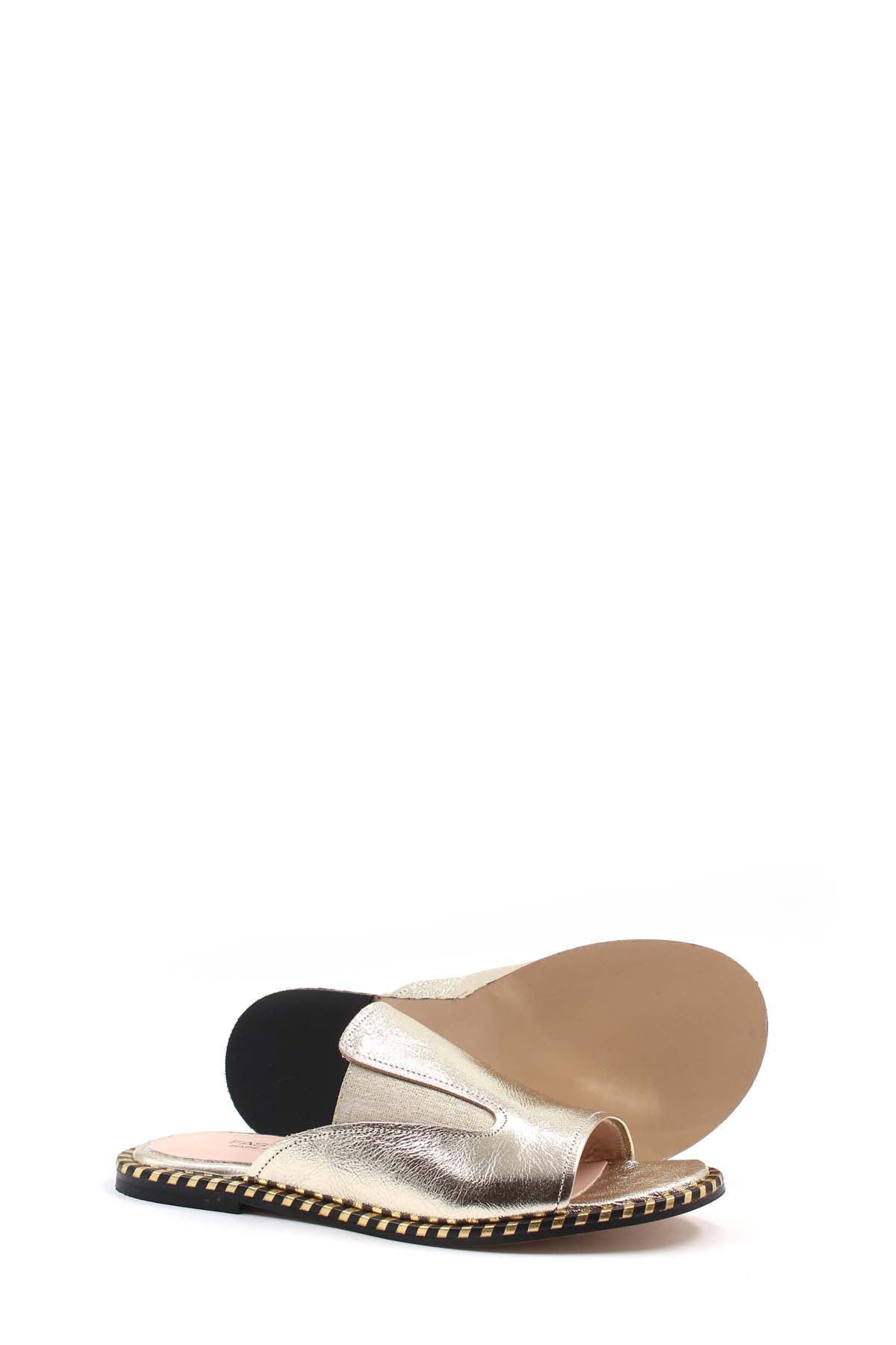 Hakiki Deri Kadın Düz Terlik 888ZA246 - Görsel 4