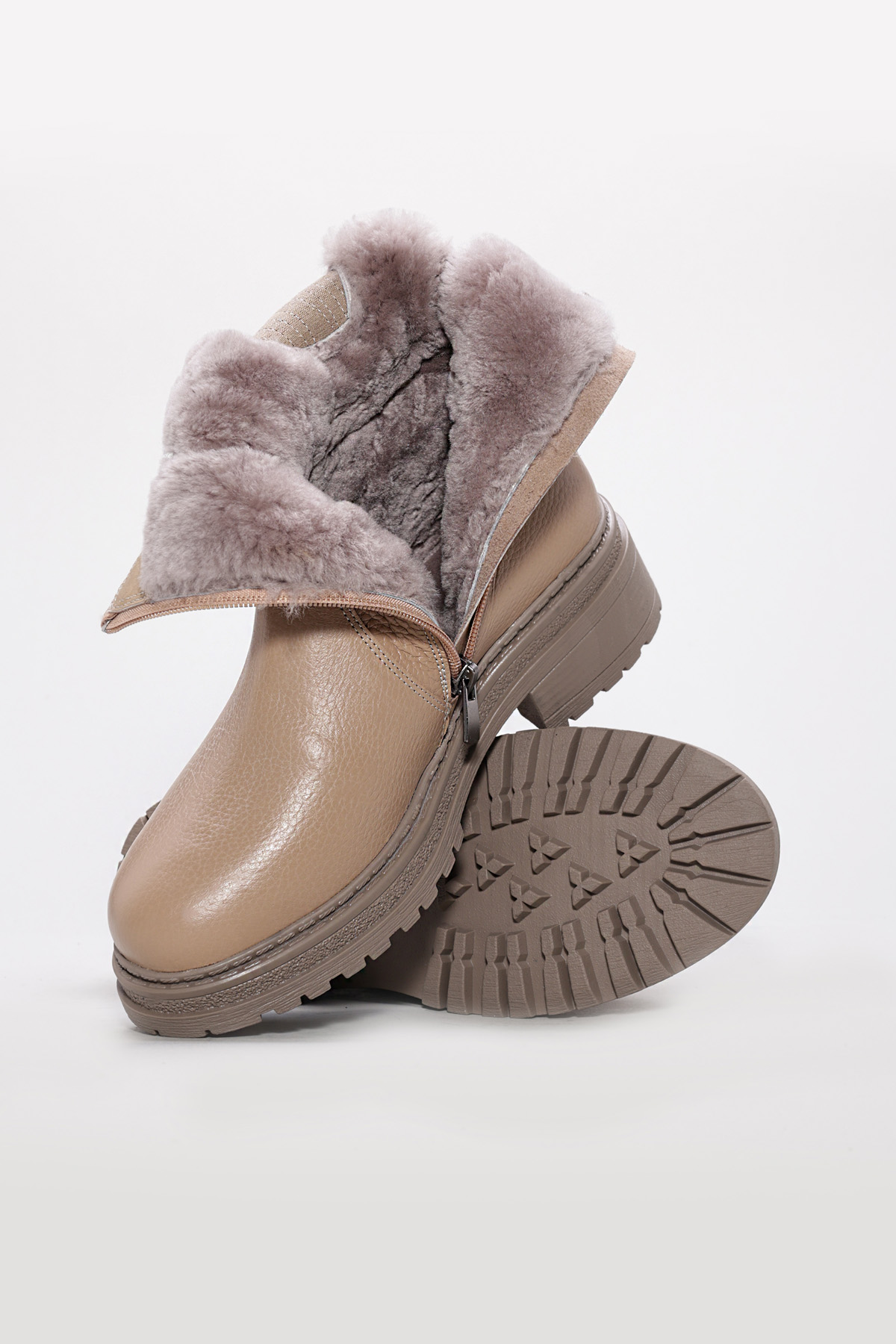 Hakiki Deri Kürklü Kadın Kalın Taban Bot 257KZA624 - Görsel 5