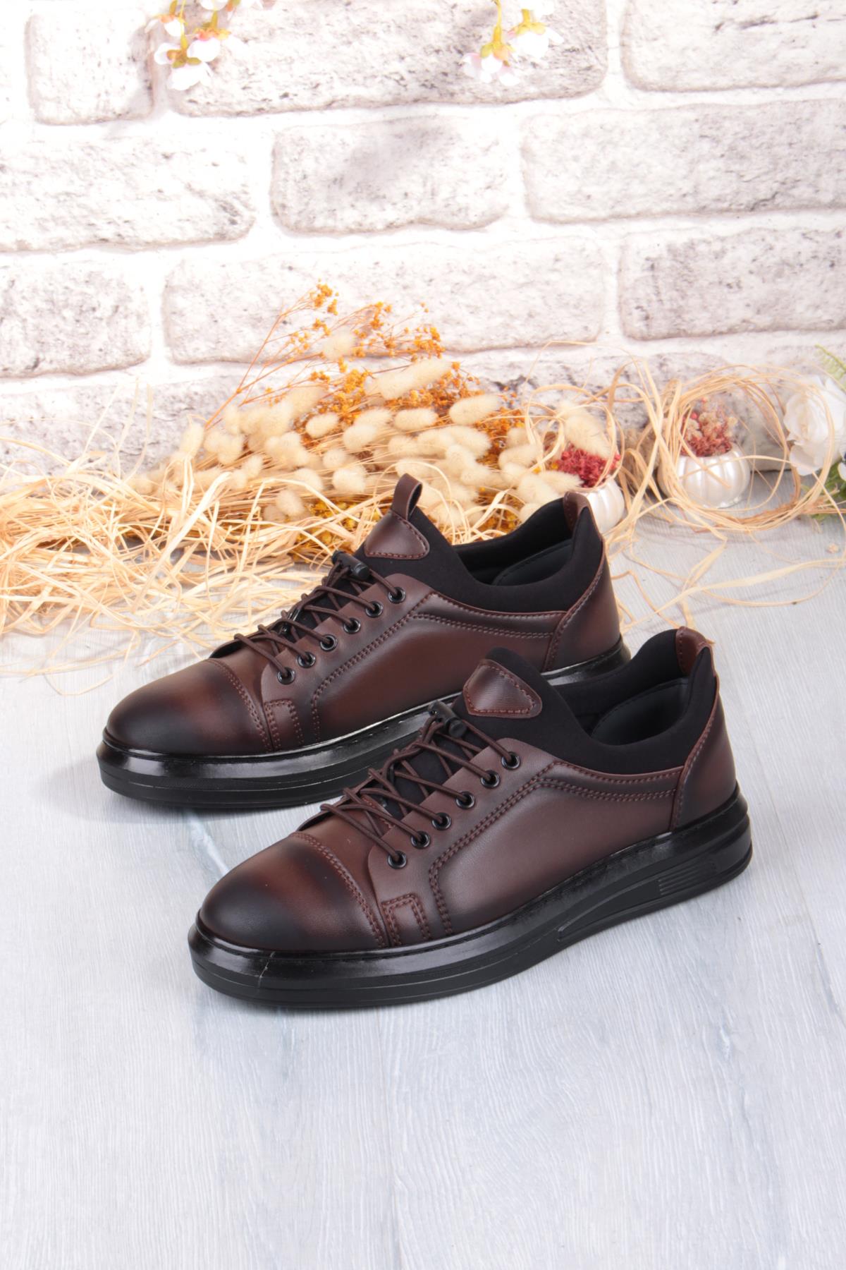 1196 Etap Lastik Bağcıklı Rahat Hafif Dikişli Taban Erkek Ayakkabı - Görsel 5