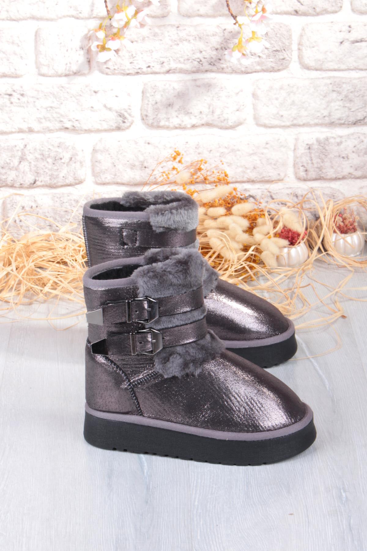 Nurela Simli Süet İçi Kürklü Tüy Ve Toka Detaylı Anne Kız Kısa Kadın Bot - Görsel 3