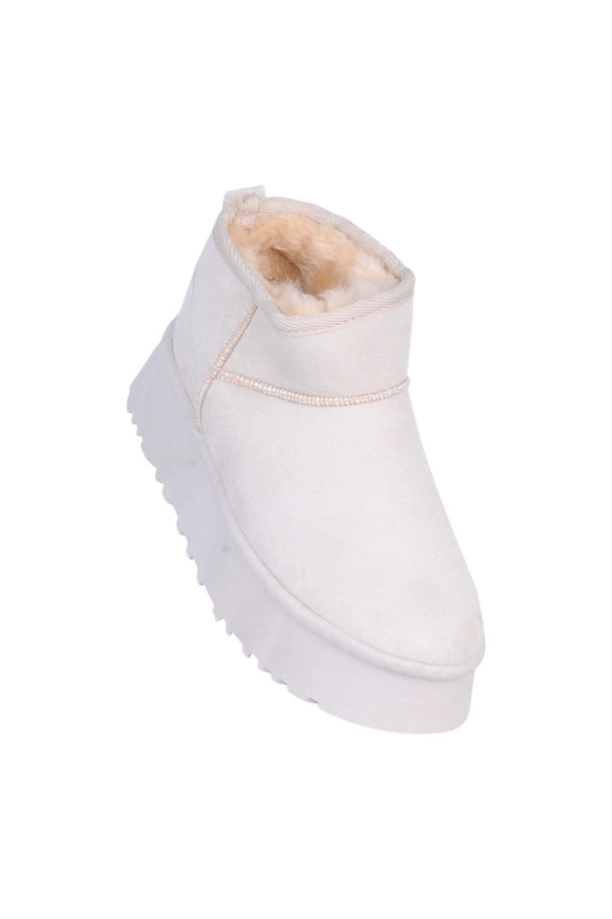 Skuaıter Tinsa Bej Kadın İçi Kürklü Düz Bot - Görsel 3