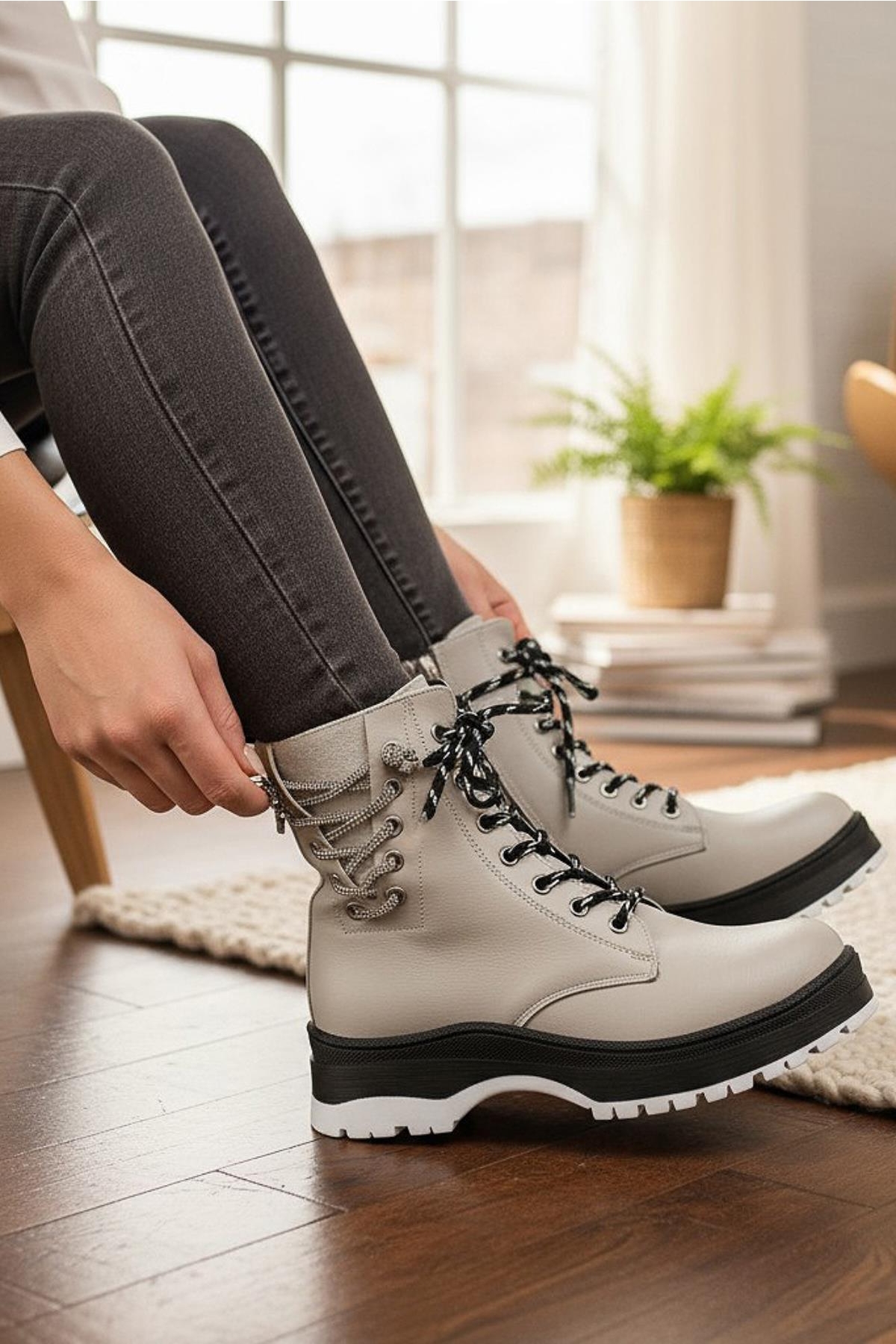 269 Ortopedik Bağcıklı Fermuarlı Kız Çocuk Bot Ayakkabı Kürklü Kız Çocuk Bot - Görsel 2