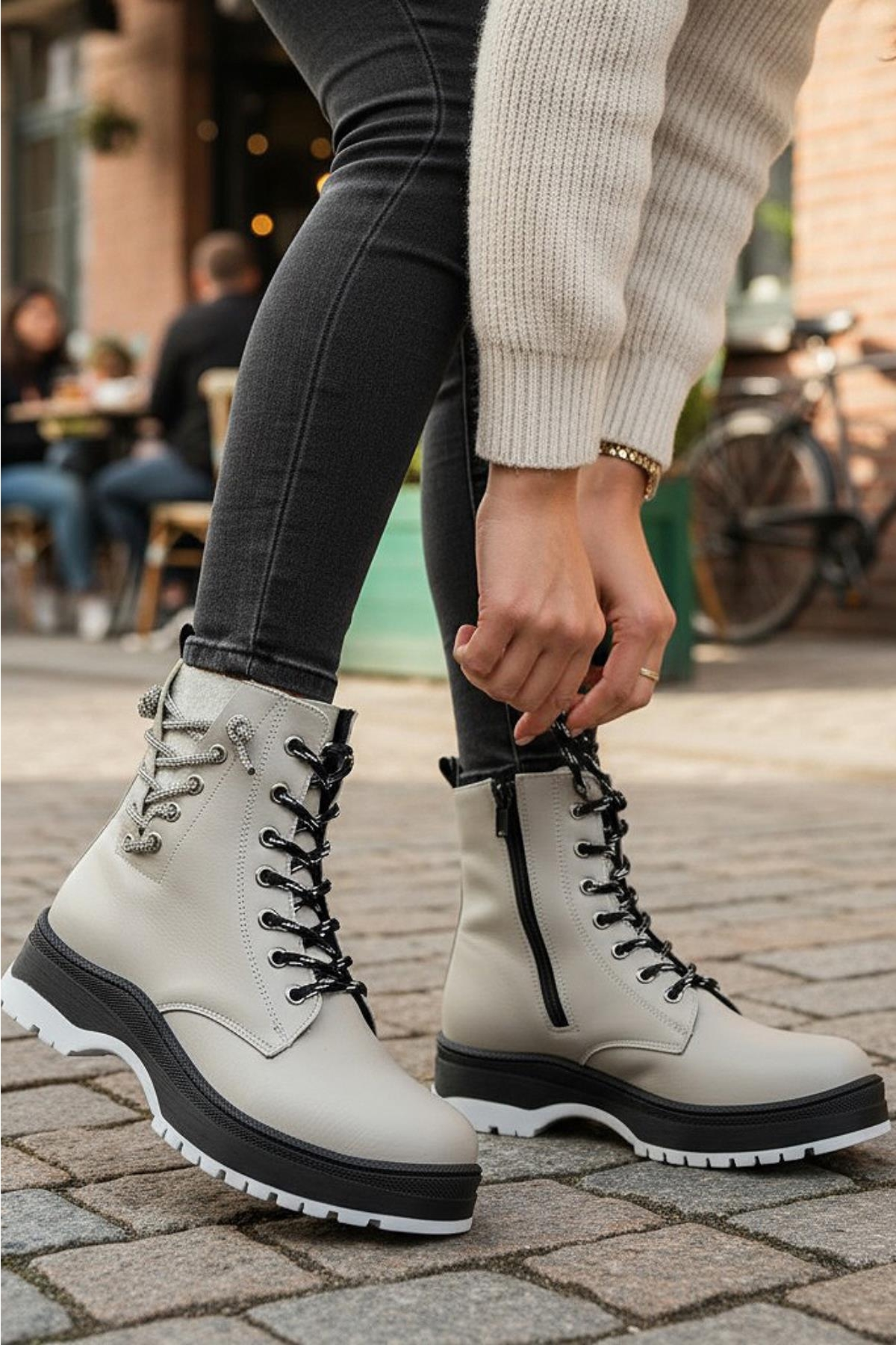 269 Ortopedik Bağcıklı Fermuarlı Kız Çocuk Bot Ayakkabı Kürklü Kız Çocuk Bot - Görsel 3