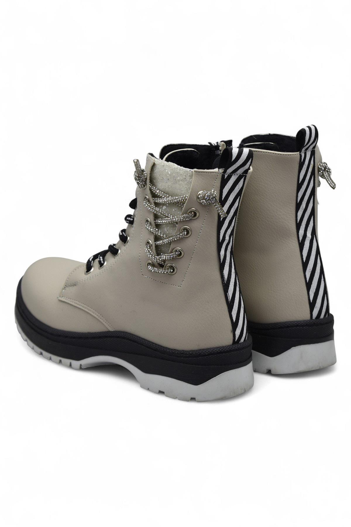 269 Ortopedik Bağcıklı Fermuarlı Kız Çocuk Bot Ayakkabı Kürklü Kız Çocuk Bot - Görsel 8