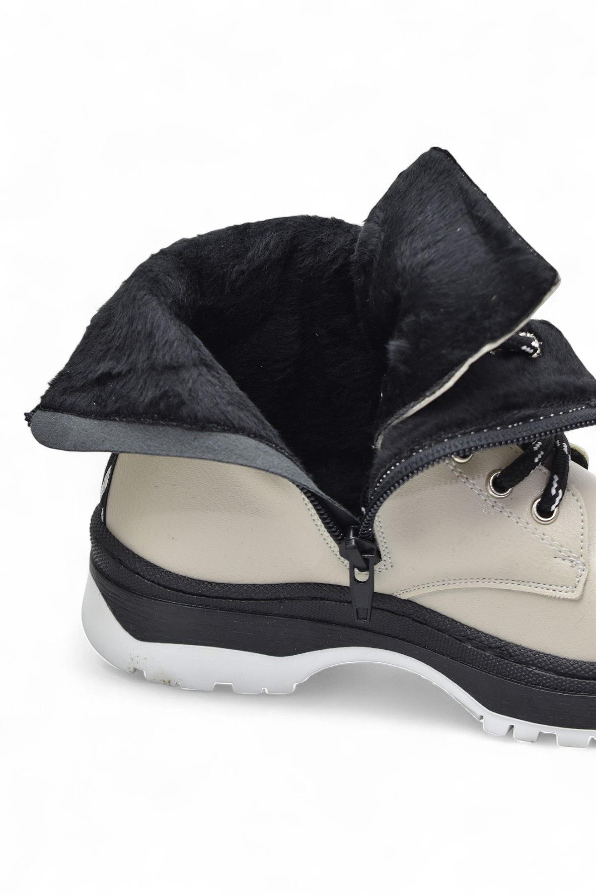 269 Ortopedik Bağcıklı Fermuarlı Kız Çocuk Bot Ayakkabı Kürklü Kız Çocuk Bot - Görsel 9