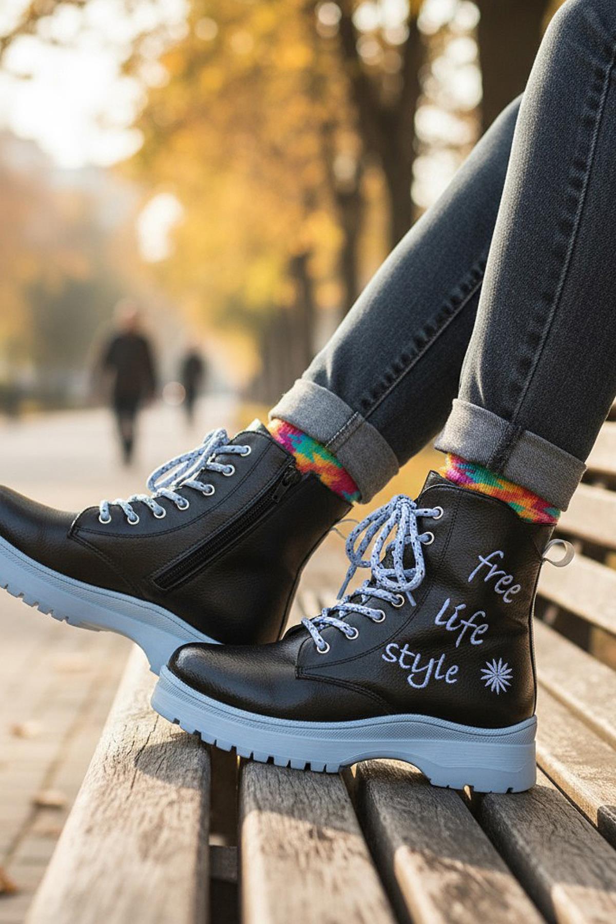 258 Ortopedik Bağcıklı Fermuarlı Kız Çocuk Bot Ayakkabı Kürklü Kız Çocuk Bot - Görsel 6