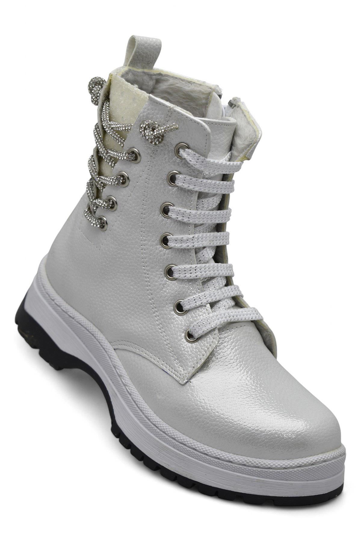 269 Ortopedik Bağcıklı Fermuarlı Kız Çocuk Bot Ayakkabı Kürklü Kız Çocuk Bot - Görsel 3