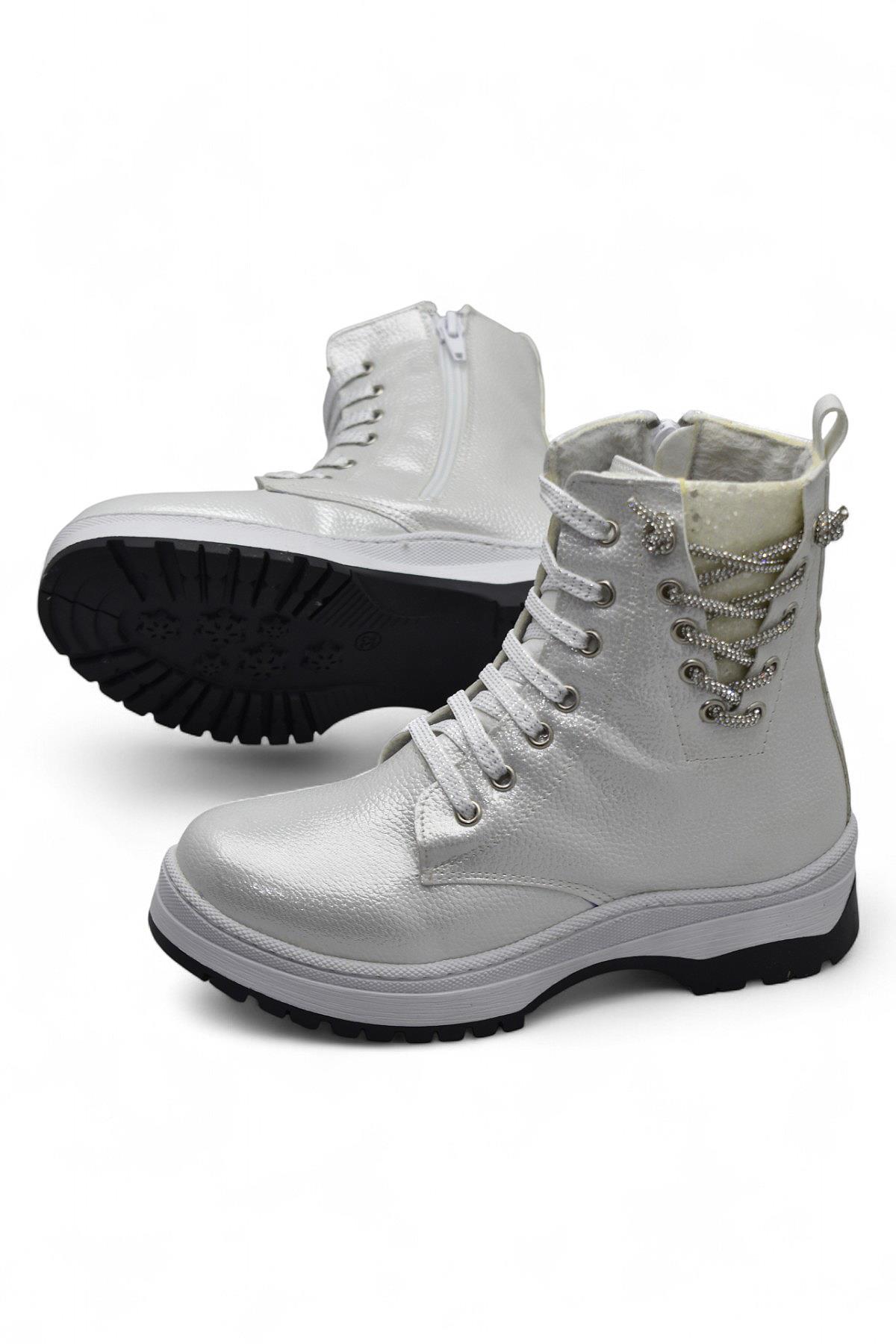 269 Ortopedik Bağcıklı Fermuarlı Kız Çocuk Bot Ayakkabı Kürklü Kız Çocuk Bot - Görsel 4