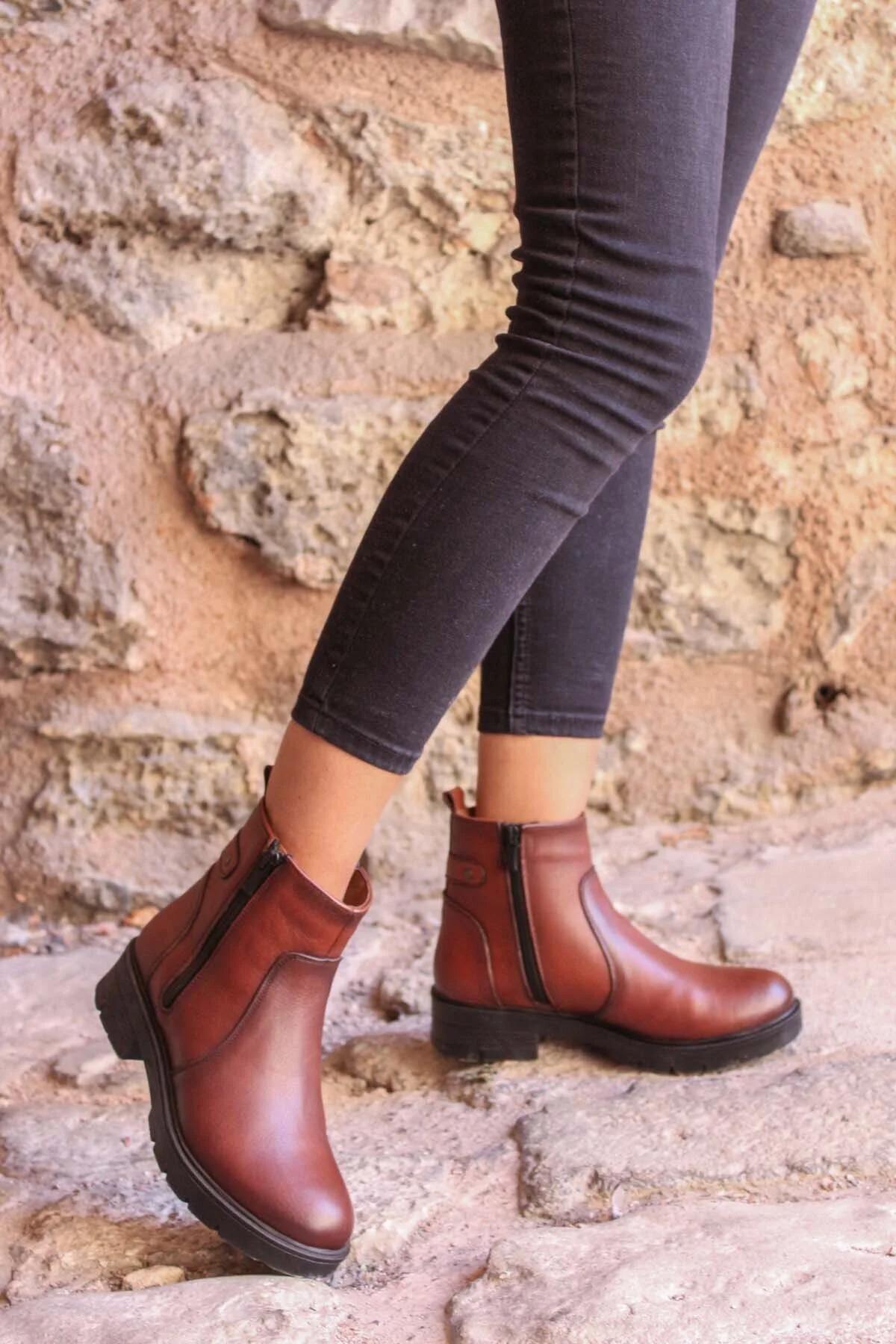 Hakiki Deri Kadın Klasik Bot 901SZA204 - Görsel 2