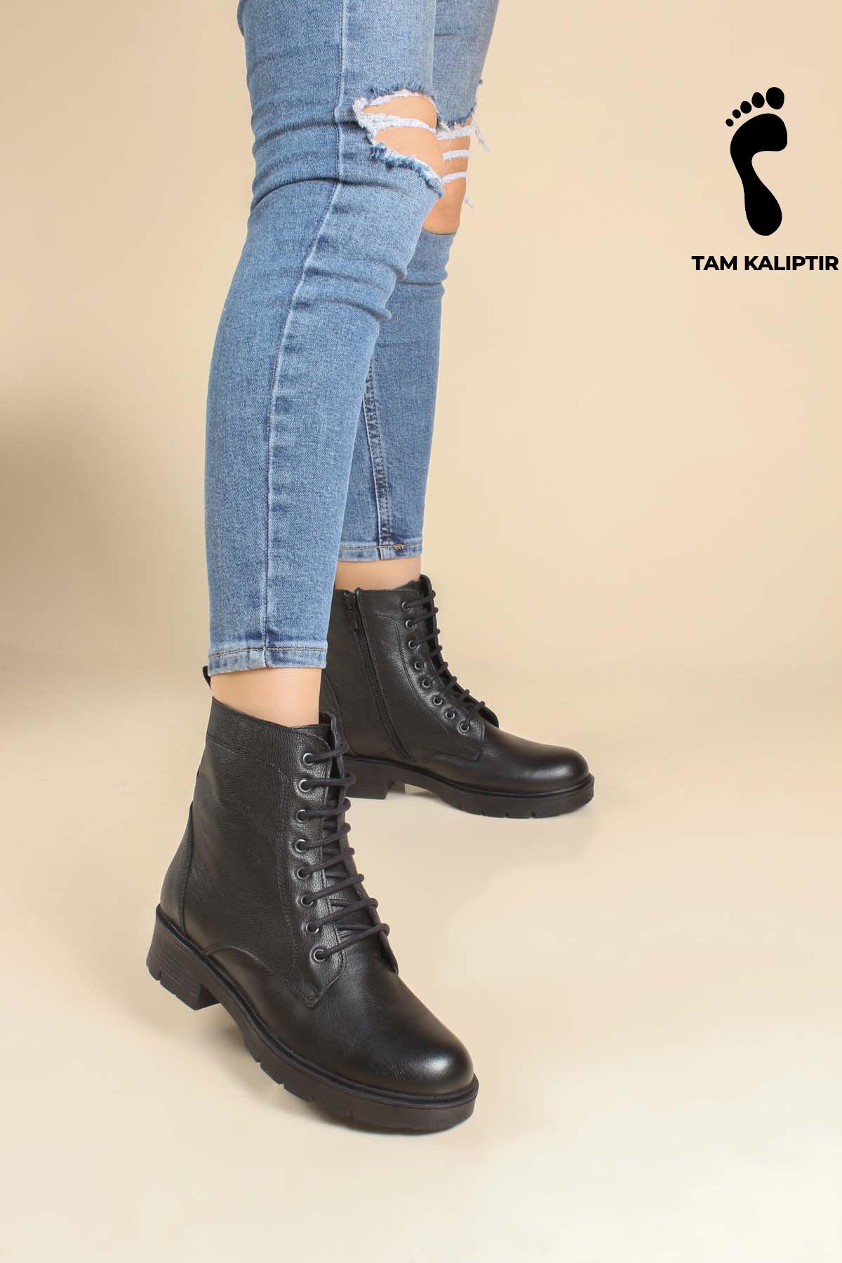 Hakiki Deri Kadın Klasik Bot 901SZA202 - Görsel 3
