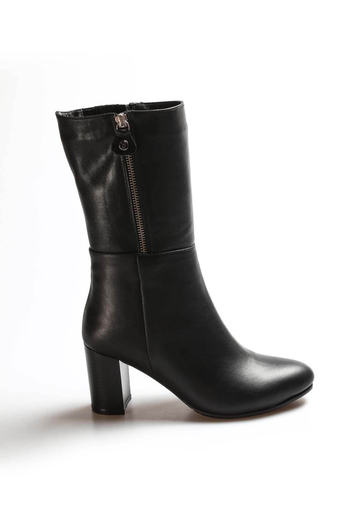 Hakiki Deri Kürklü Kadın Yüksek Topuk Çizme 064KZA531 - Görsel 3