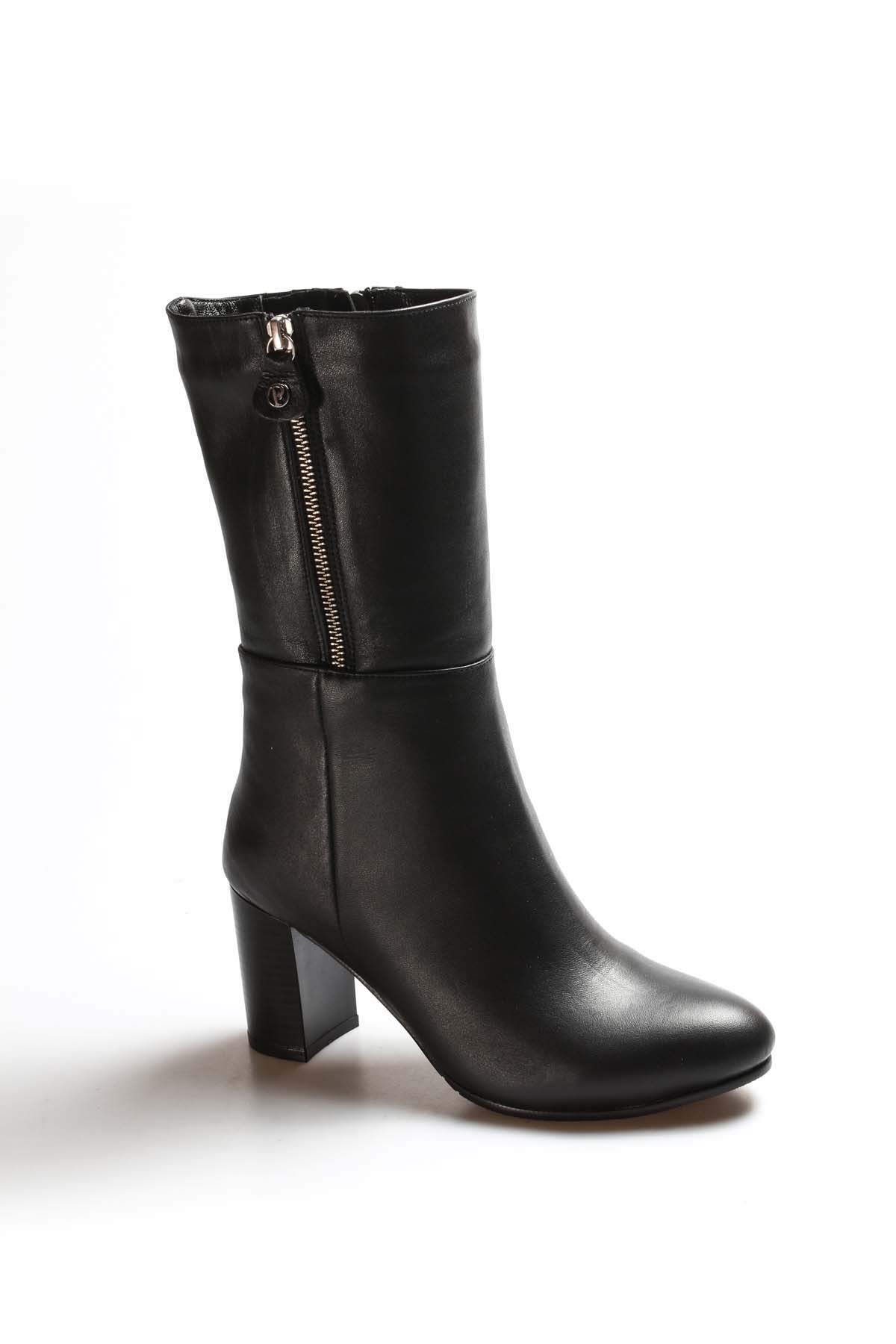 Hakiki Deri Kürklü Kadın Yüksek Topuk Çizme 064KZA531 - Görsel 5