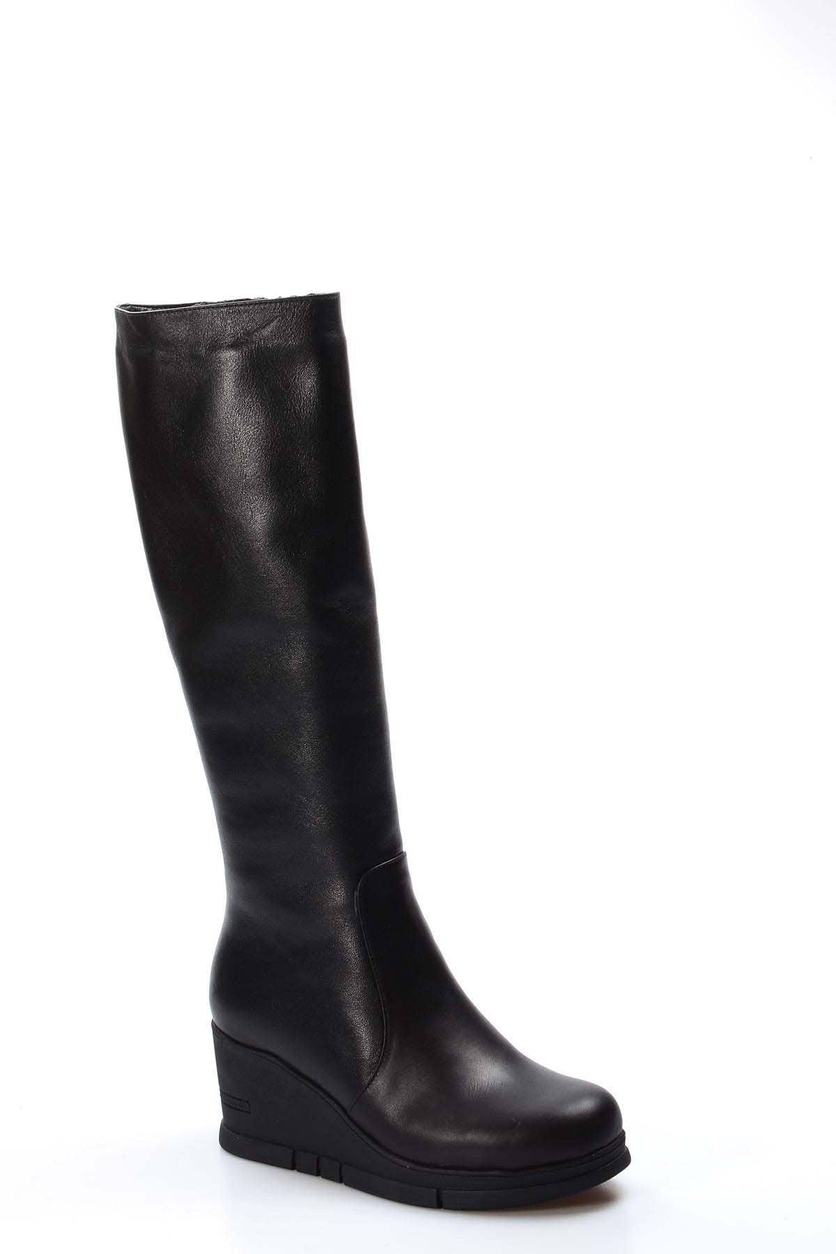 Hakiki Deri Kürklü Kadın Dolgu Topuk Çizme 064KZA1006 - Görsel 5