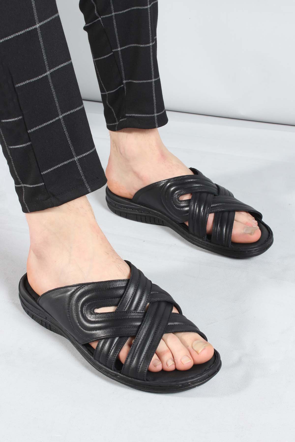 Hakiki Deri Erkek Düz Terlik 952MA141 - Görsel 2