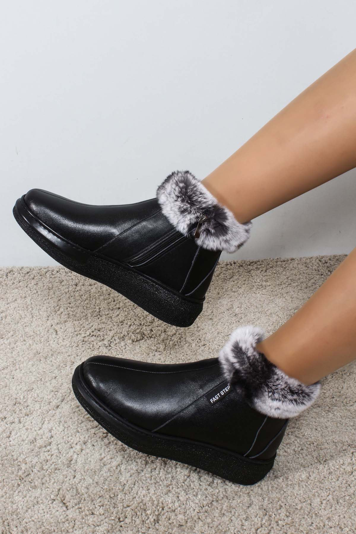 Hakiki Deri Kürklü Kadın Spor Bot 733KZA0023 - Görsel 2