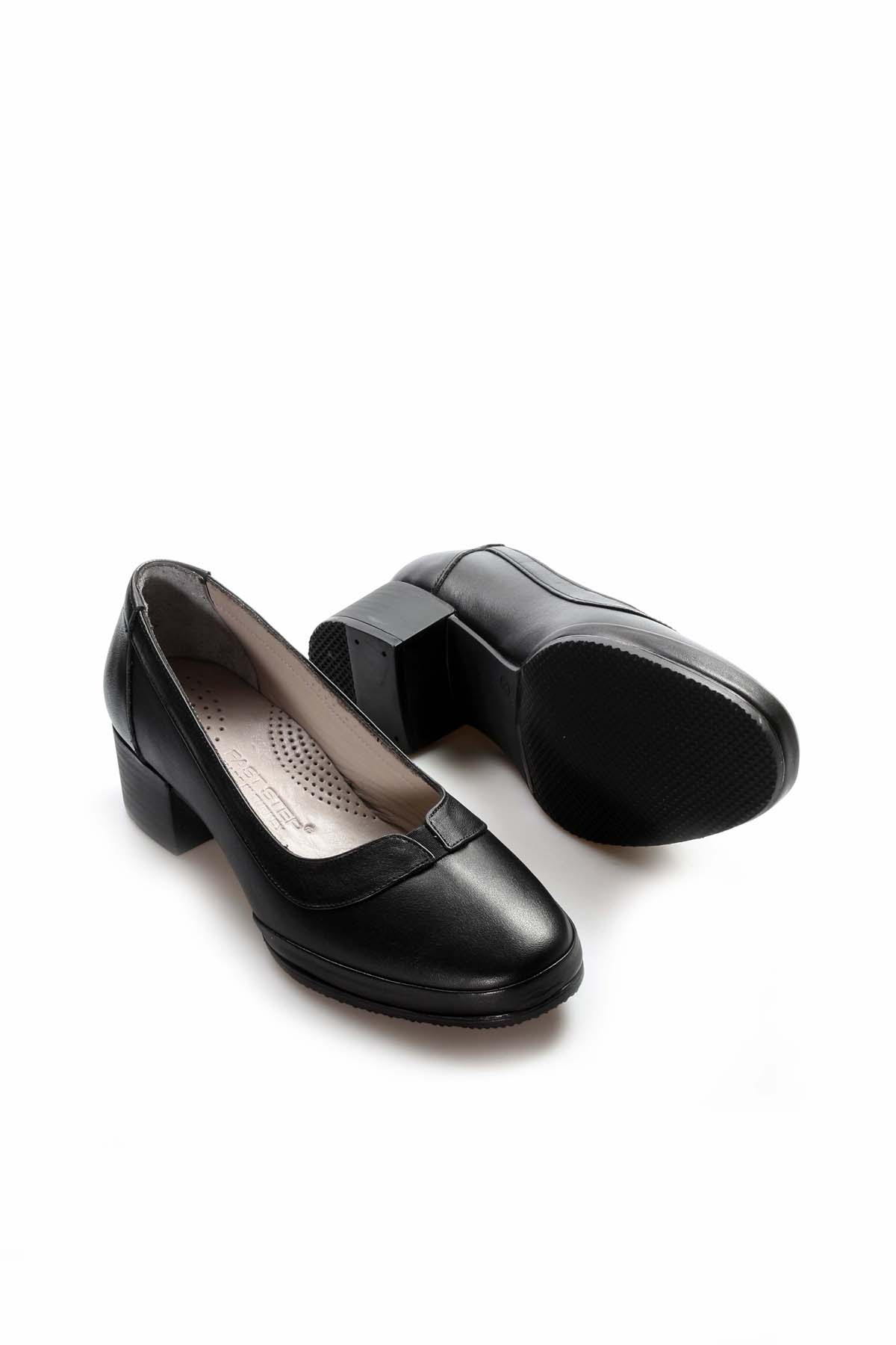 Hakiki Deri Kadın Kalın Topuklu Ayakkabı 889ZA5156 - Görsel 7