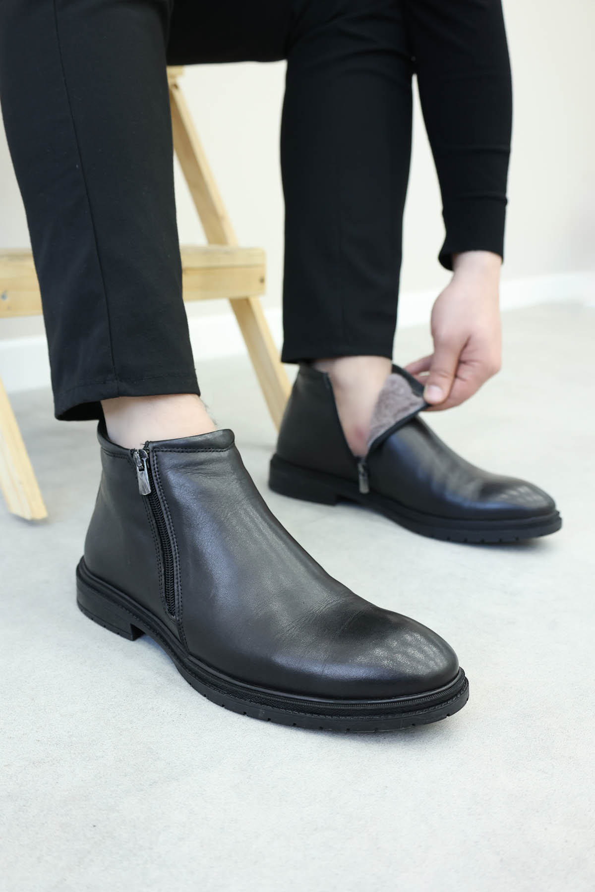 Hakiki Deri Kürklü Erkek Klasik Bot 711KMA4004 - Görsel 2