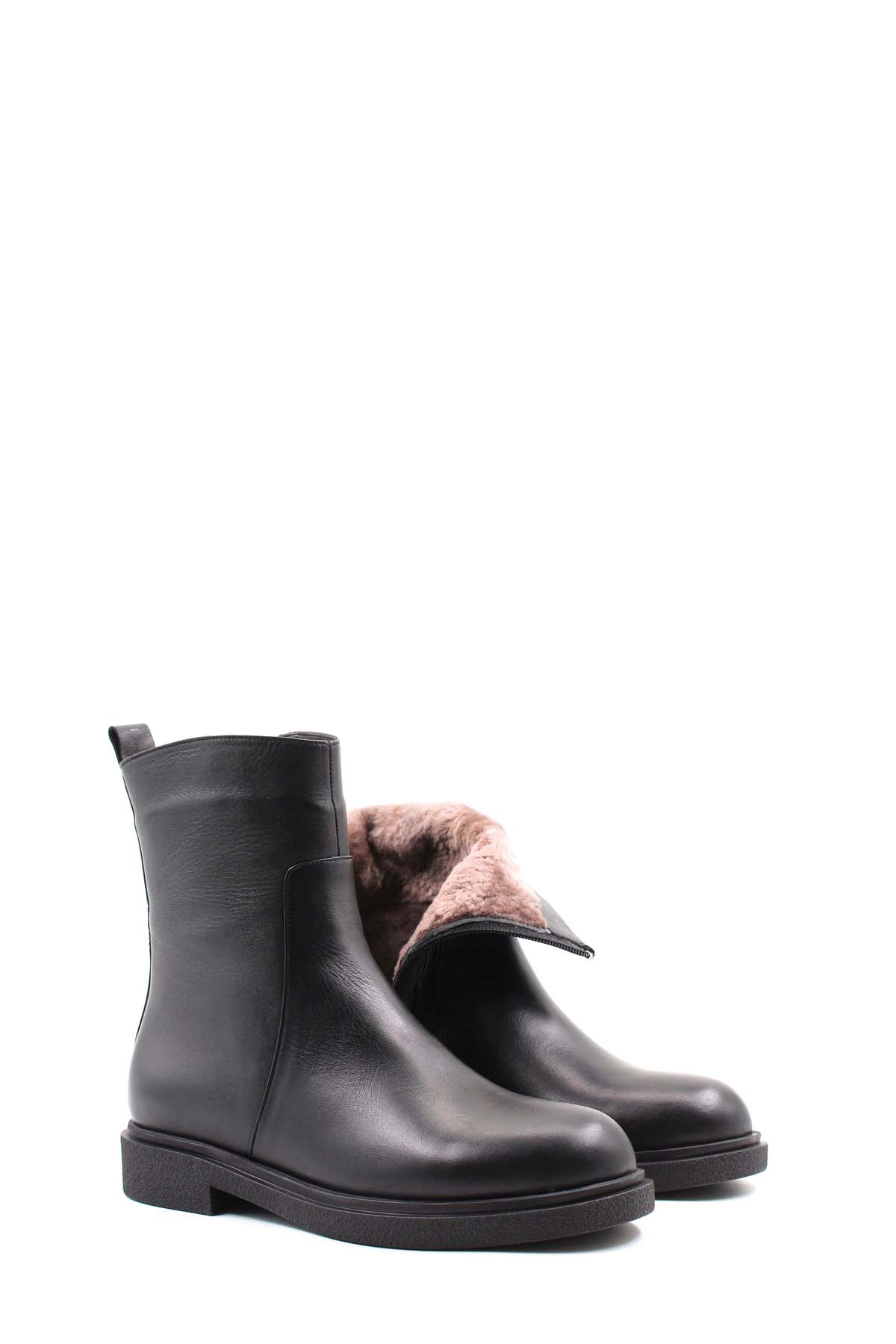 Hakiki Deri Kürklü Kadın Klasik Bot 866KZA321 - Görsel 5