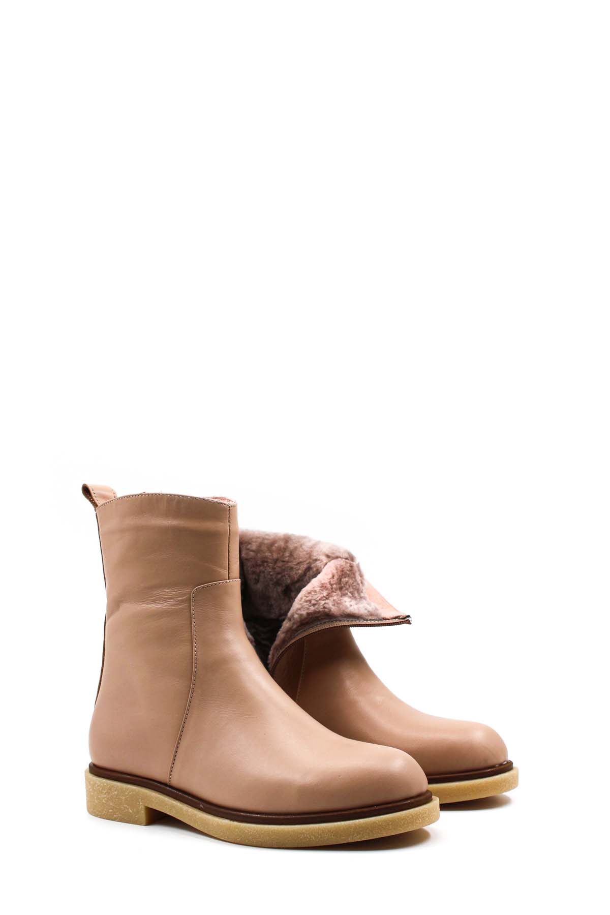 Hakiki Deri Kürklü Kadın Klasik Bot 866KZA321 - Görsel 5