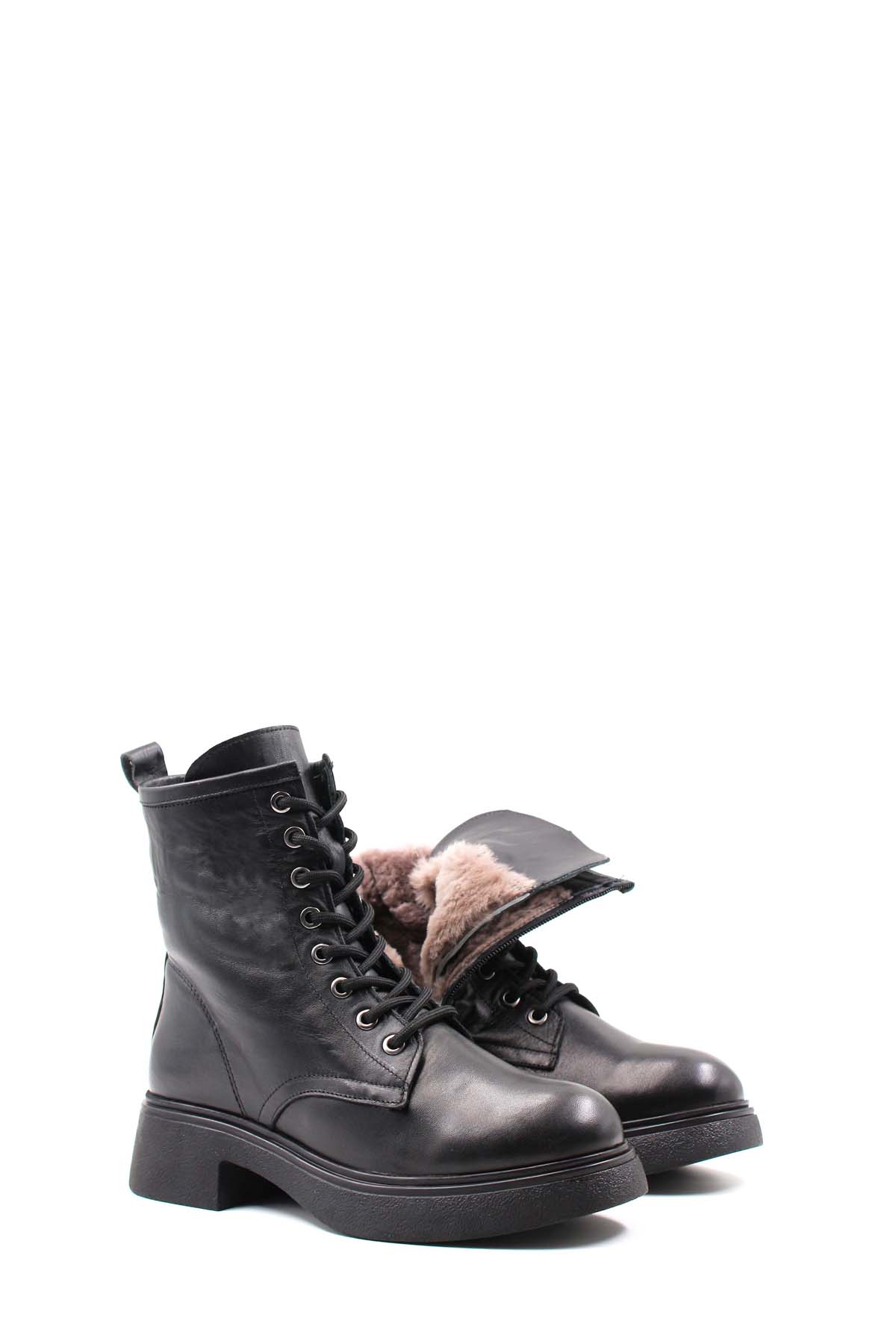 Hakiki Deri Kürklü Kadın Klasik Bot 124KZA2420 - Görsel 6