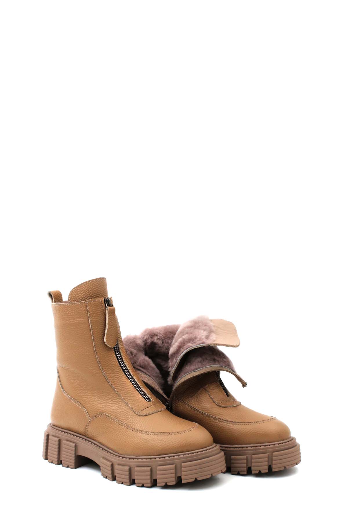 Hakiki Deri Kürklü Kadın Klasik Bot 710KZA6003 - Görsel 5