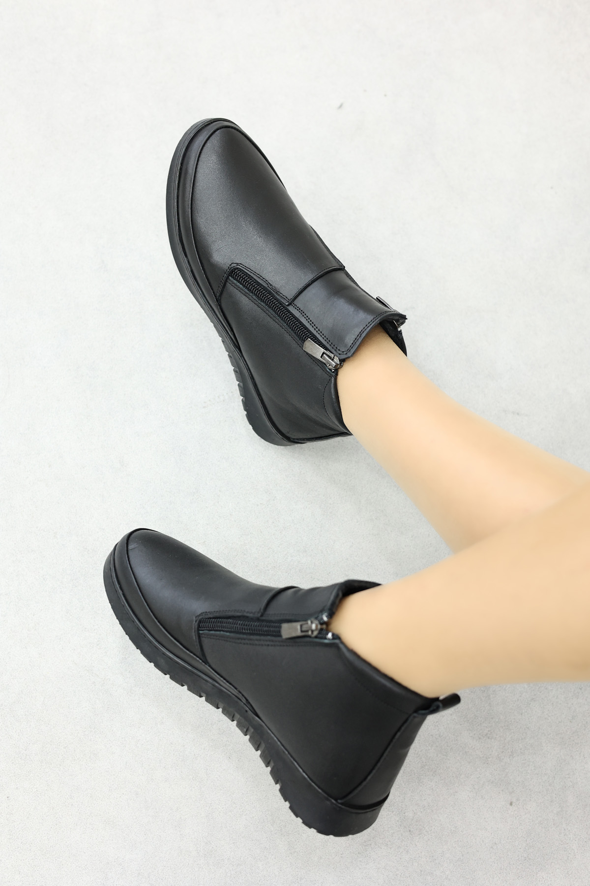 Hakiki Deri Kadın Kısa Topuklu Bot 972SZA7560 - Görsel 2