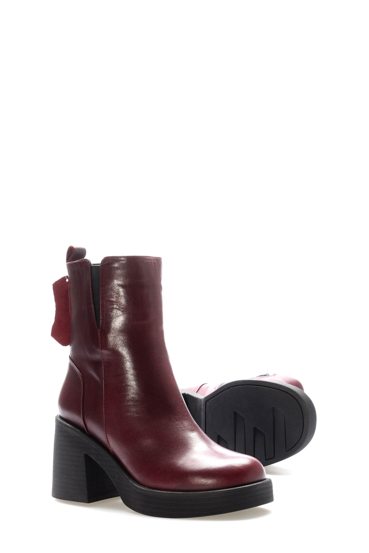 Hakiki Deri Kürklü Kadın Kalın Topuklu Bot 217KZA0657-03 - Görsel 5