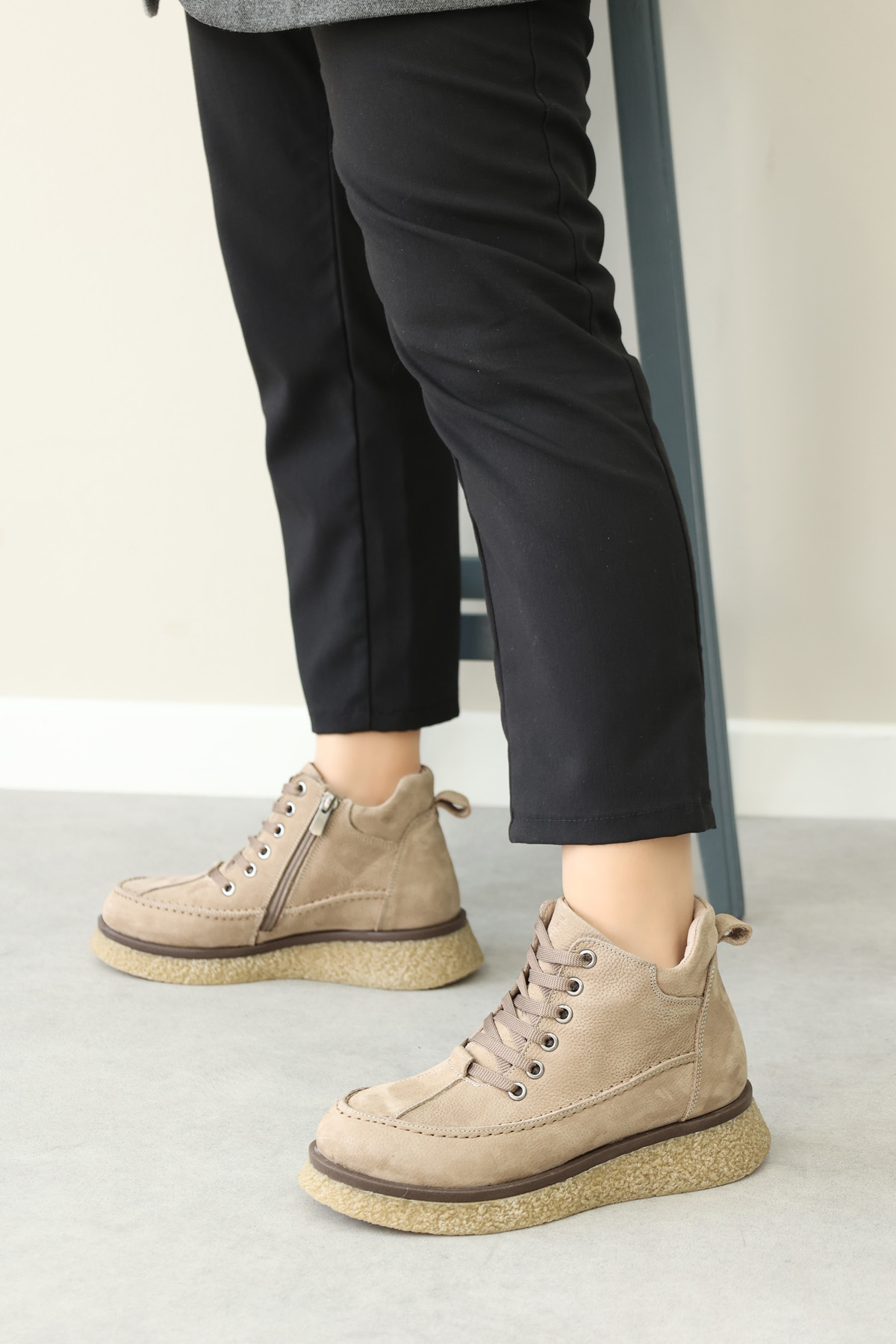 Hakiki Deri Kürklü Kadın Kalın Topuklu Bot 217KZA671-42 - Görsel 2