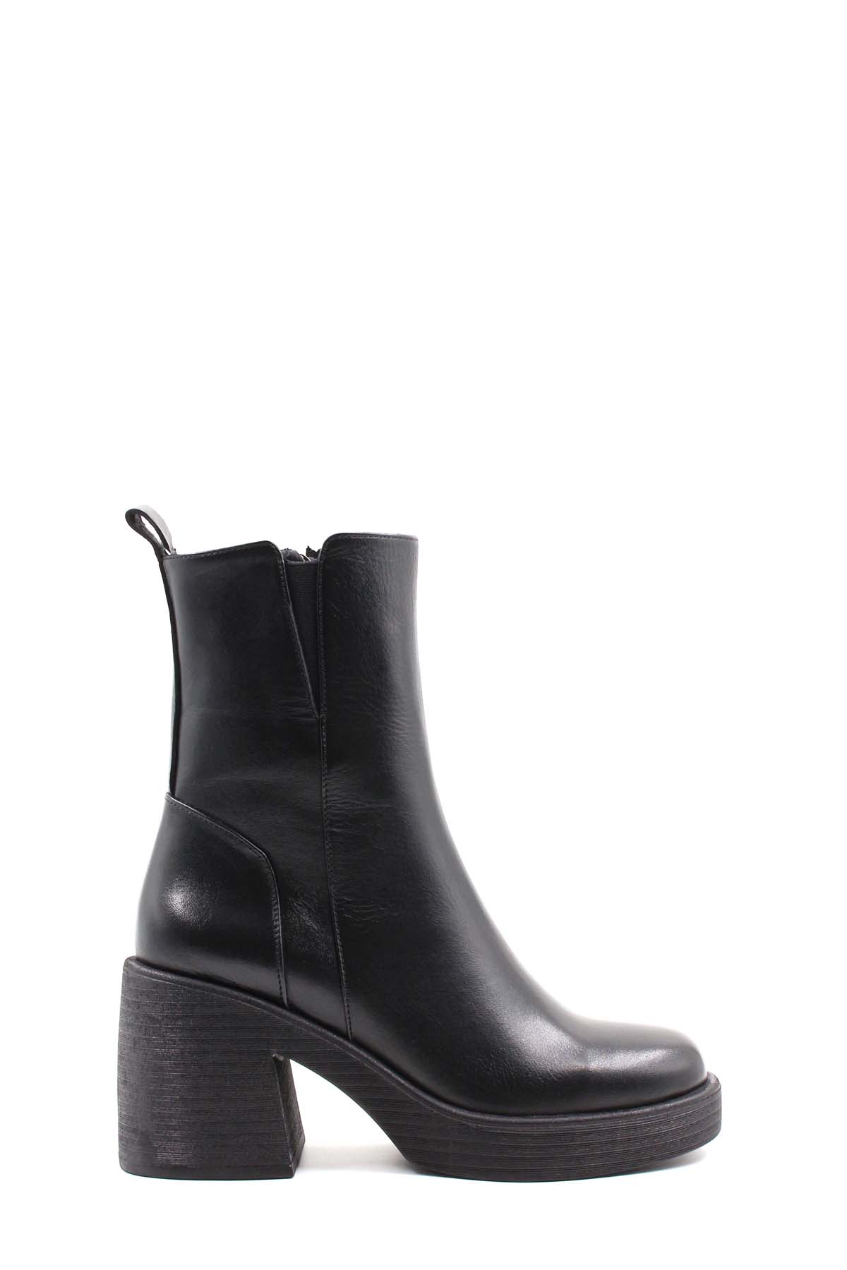 Hakiki Deri Kürklü Kadın Kalın Topuklu Bot 217KZA0657-03 - Görsel 3