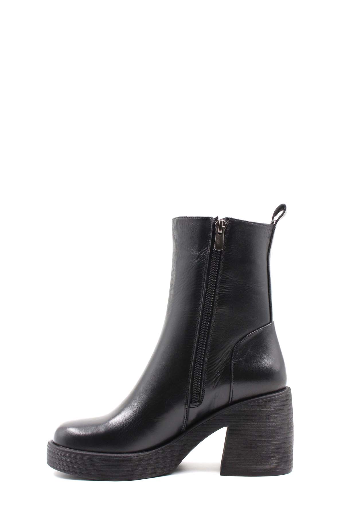 Hakiki Deri Kürklü Kadın Kalın Topuklu Bot 217KZA0657-03 - Görsel 4