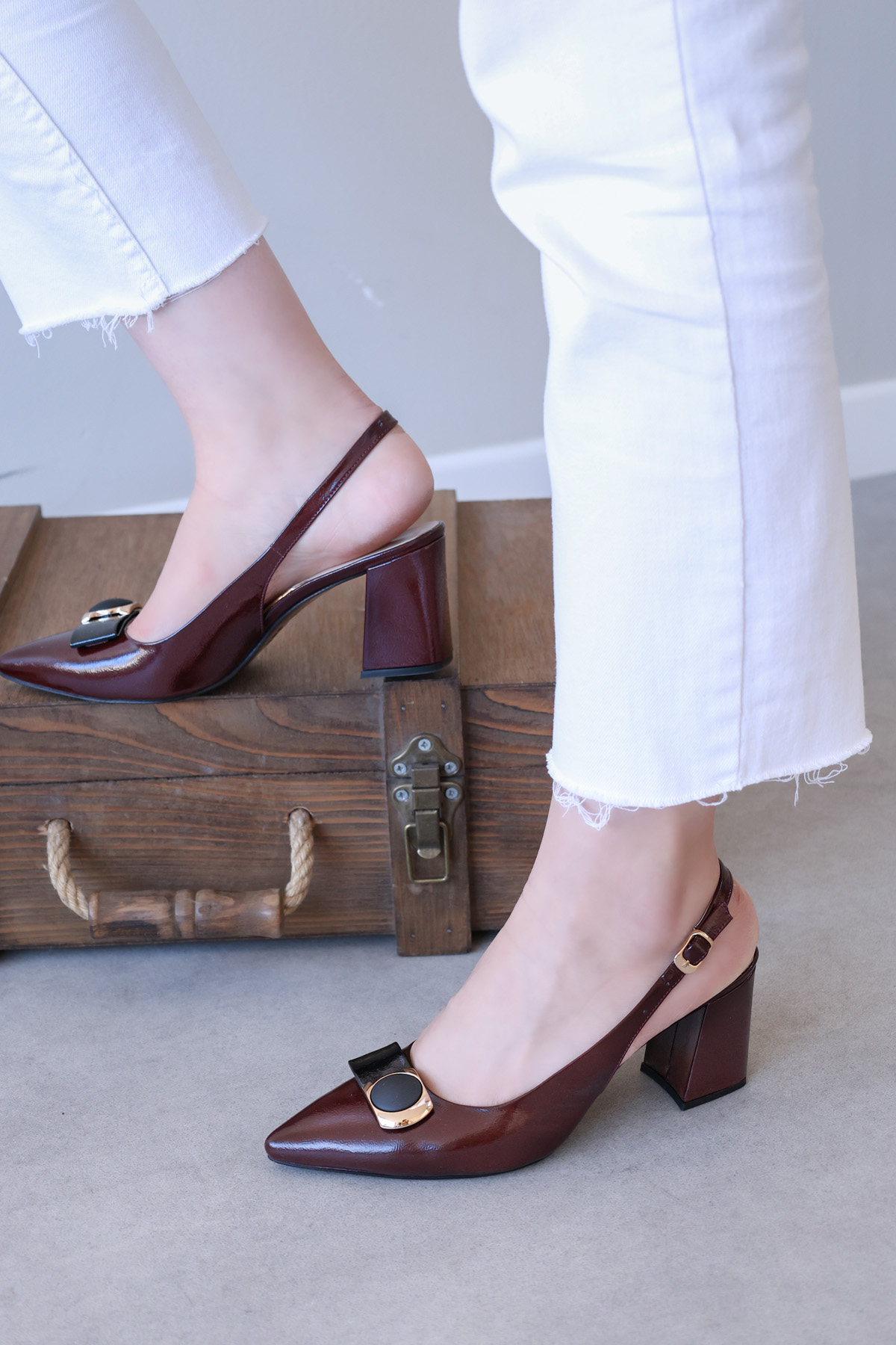 Hakiki Deri Kadın İnce Topuk Ayakkabı 215ZA2977 - Görsel 2