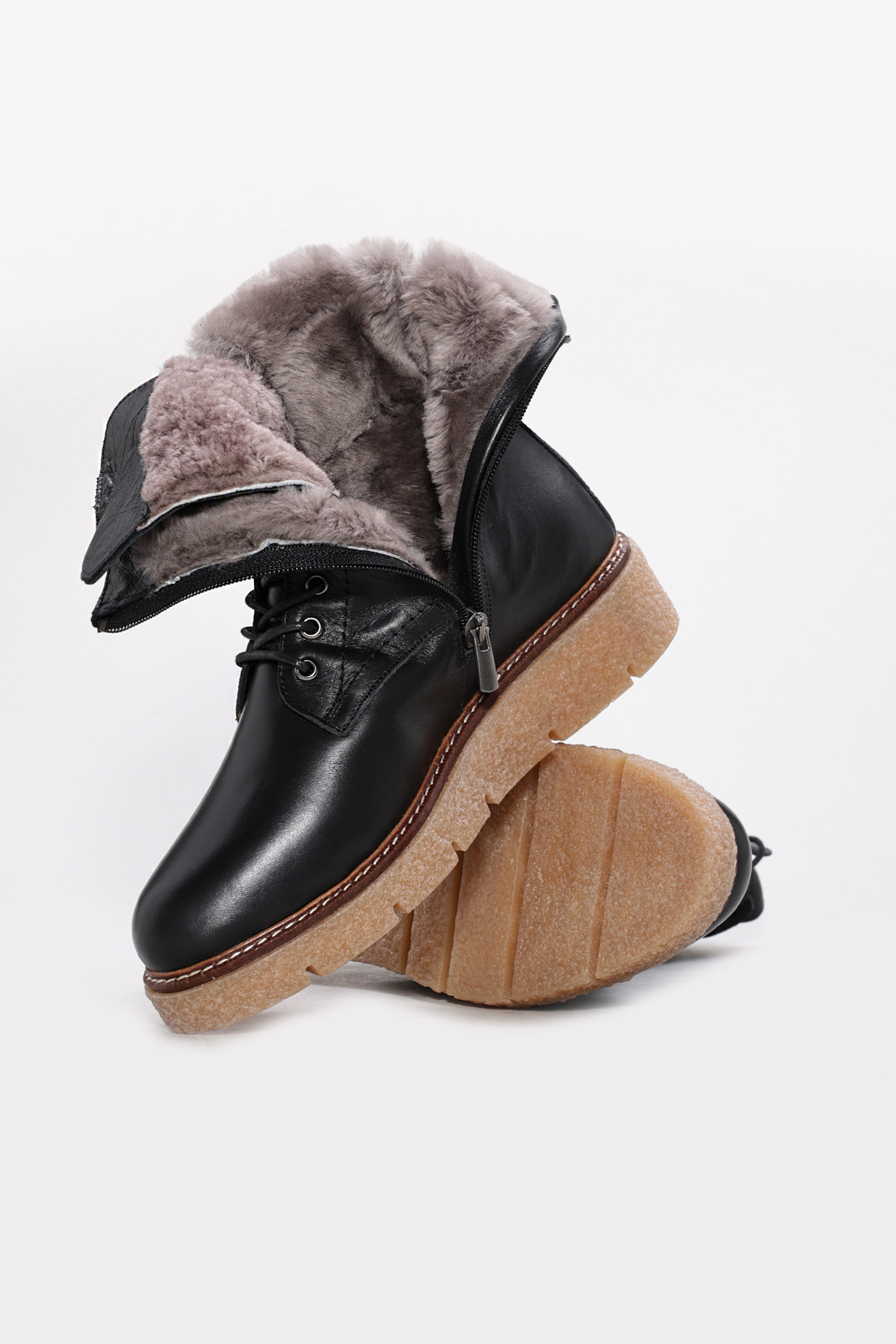Hakiki Deri Kürklü Kadın Klasik Bot 657KZA2504 - Görsel 4
