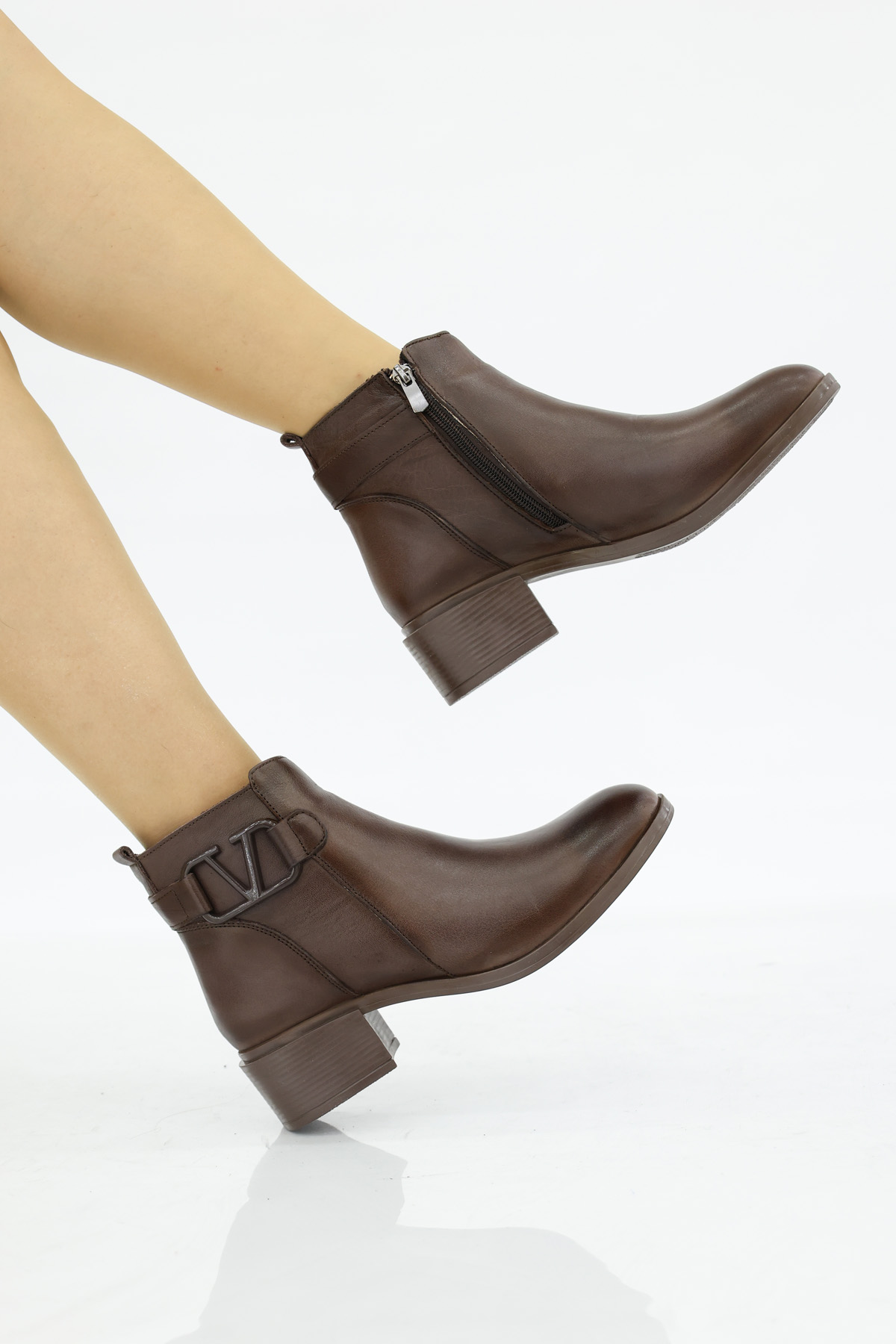 Hakiki Deri Kadın Kalın Topuklu Bot 164SZA07 - Görsel 7