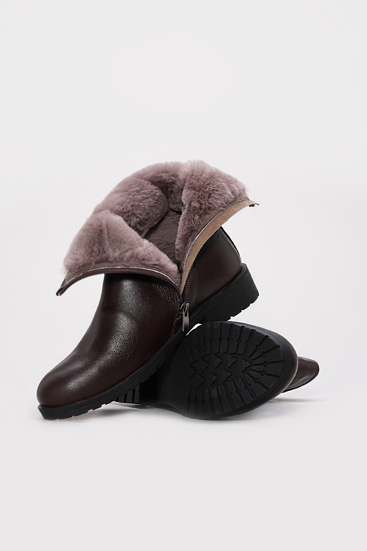 Hakiki Deri Kürklü Kadın Klasik Bot 257KZA630 - Görsel 4