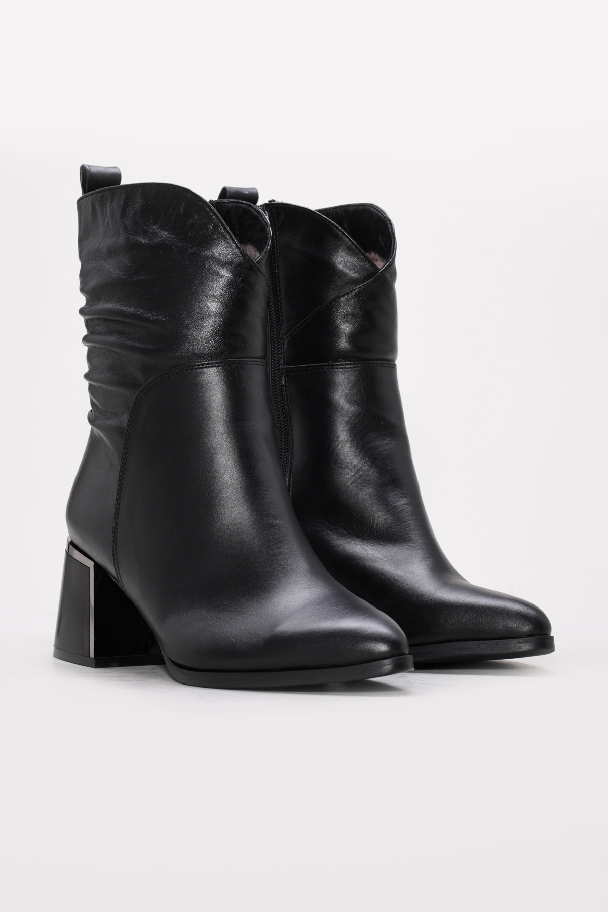 Hakiki Deri Kürklü Kadın Kalın Topuklu Bot 064KZA838 - Görsel 5