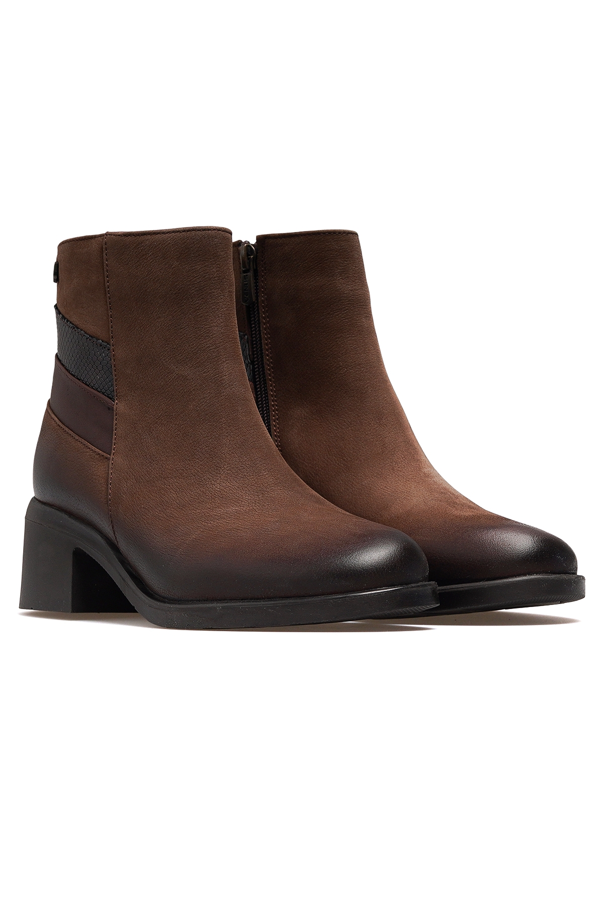 Kadın Hakiki Deri Topuklu Günlük Bot 25k 2551403k Z Vizon Nubuk - Görsel 6