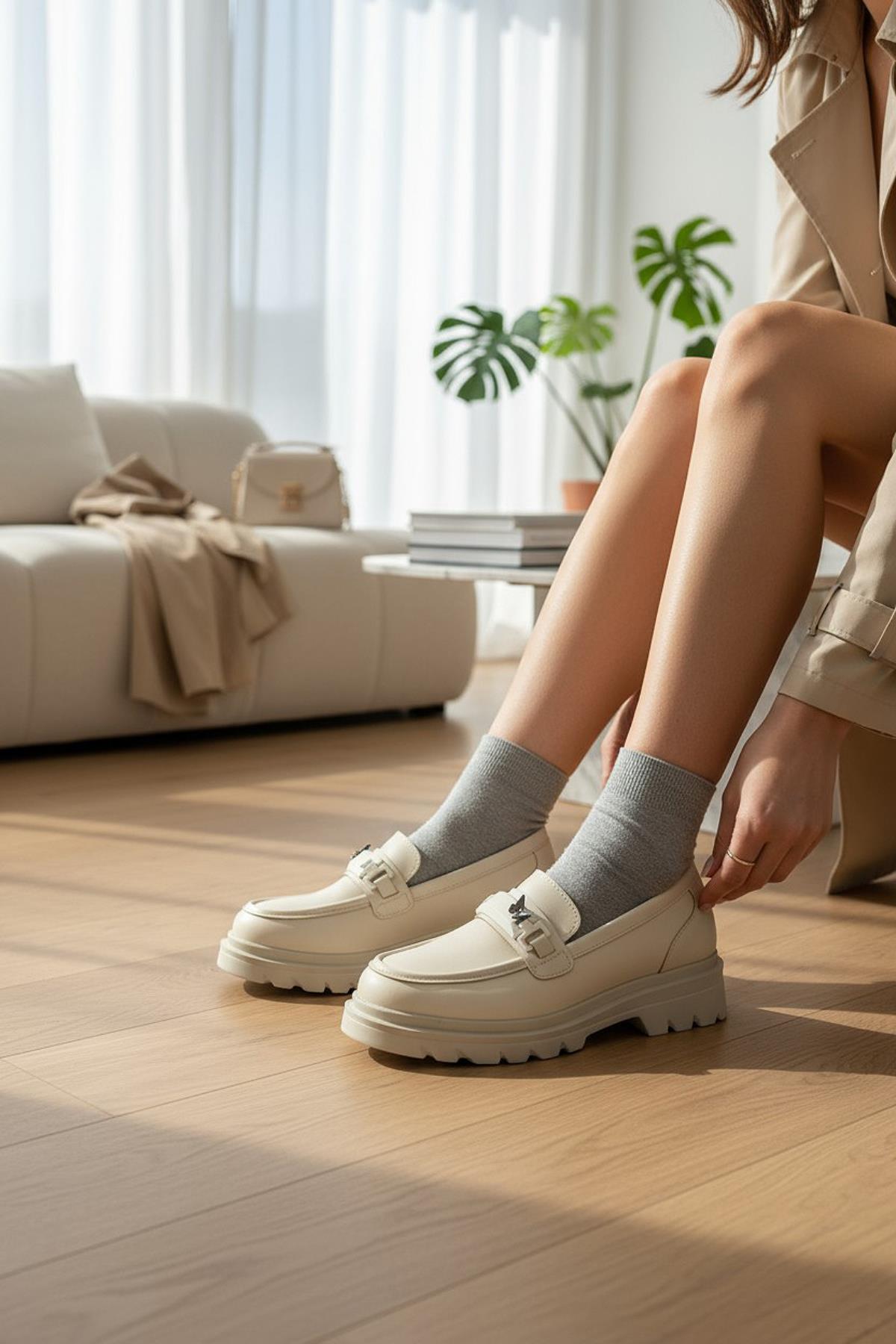 812-L Rahat Taban Günlük Siyah Kadın Laofer Ayakkabı Casual Kadın Ayakkabı Rugan - Görsel 2