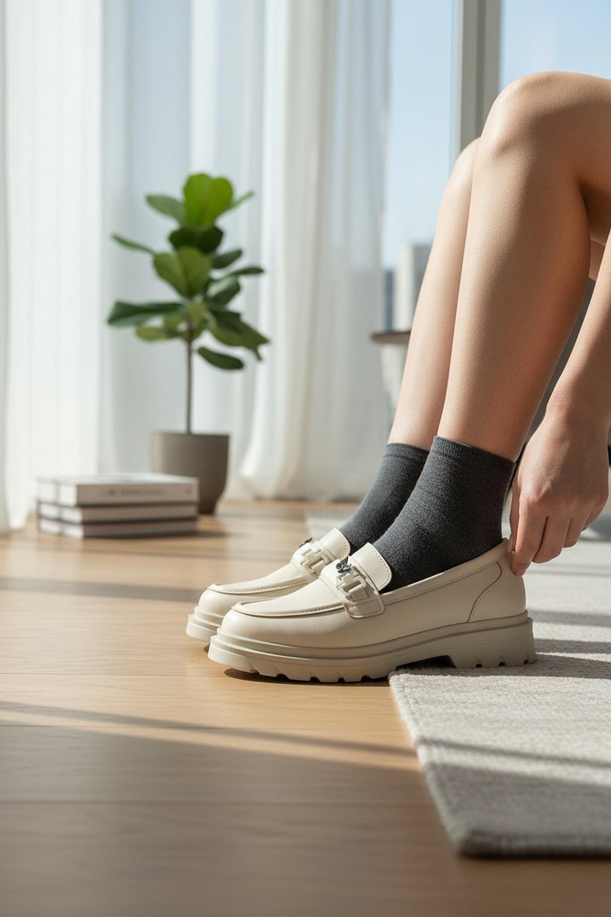 812-L Rahat Taban Günlük Siyah Kadın Laofer Ayakkabı Casual Kadın Ayakkabı Rugan - Görsel 7