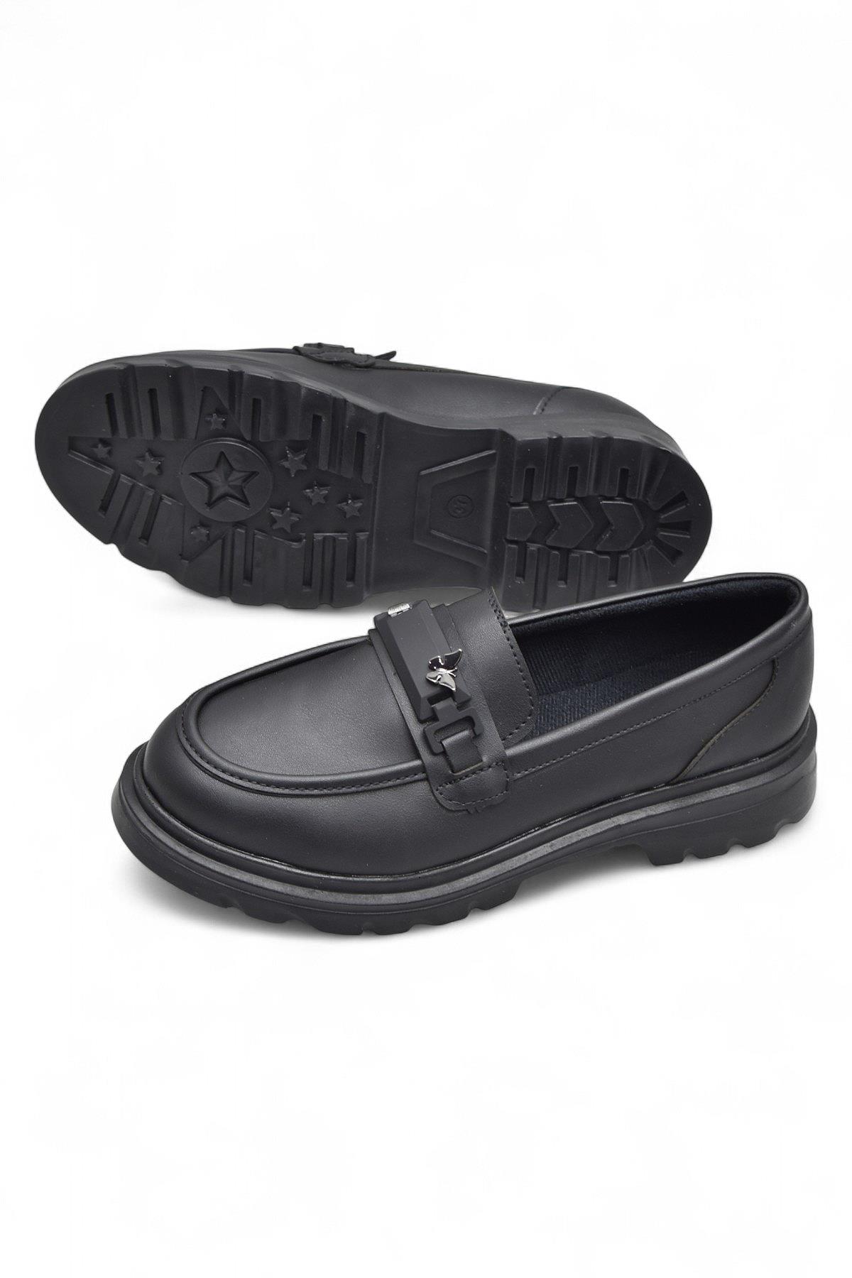 812-L Rahat Taban Günlük Siyah Kadın Laofer Ayakkabı Casual Kadın Ayakkabı Rugan - Görsel 5