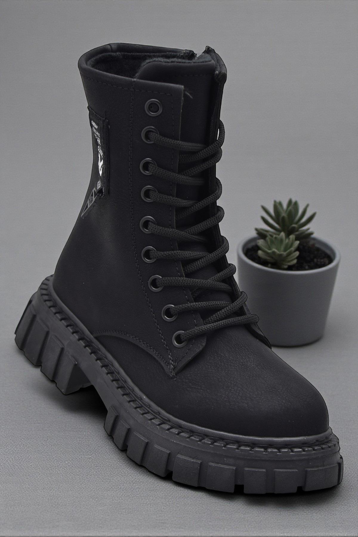 2396 Ortopedik Bağcıklı Fermuarlı Kız Çocuk Bot Ayakkabı İçi Yünlü Kız Çocuk Botu - Görsel 3