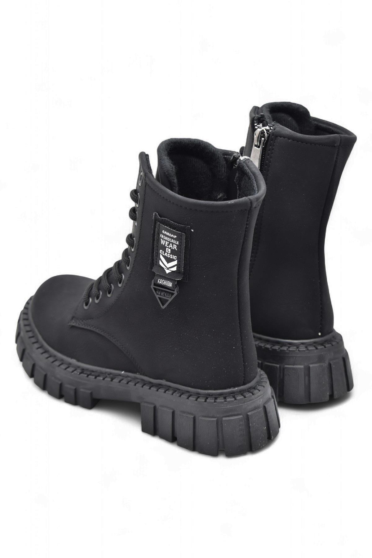 2396 Ortopedik Bağcıklı Fermuarlı Kız Çocuk Bot Ayakkabı İçi Yünlü Kız Çocuk Botu - Görsel 5