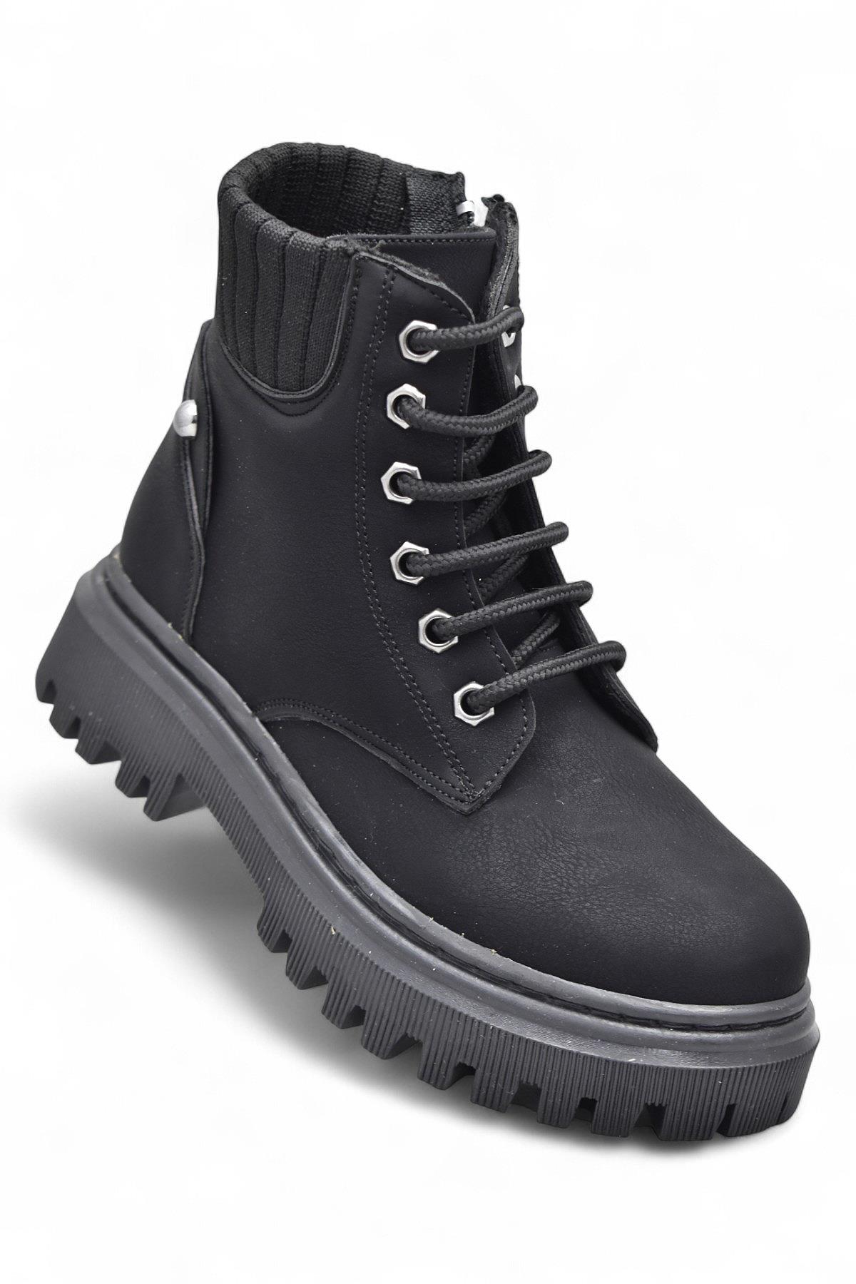 236 Ortopedik Bağcıklı Fermuarlı Kız Çocuk Bot Ayakkabı İçi Yünlü Kız Çocuk Botu - Görsel 2