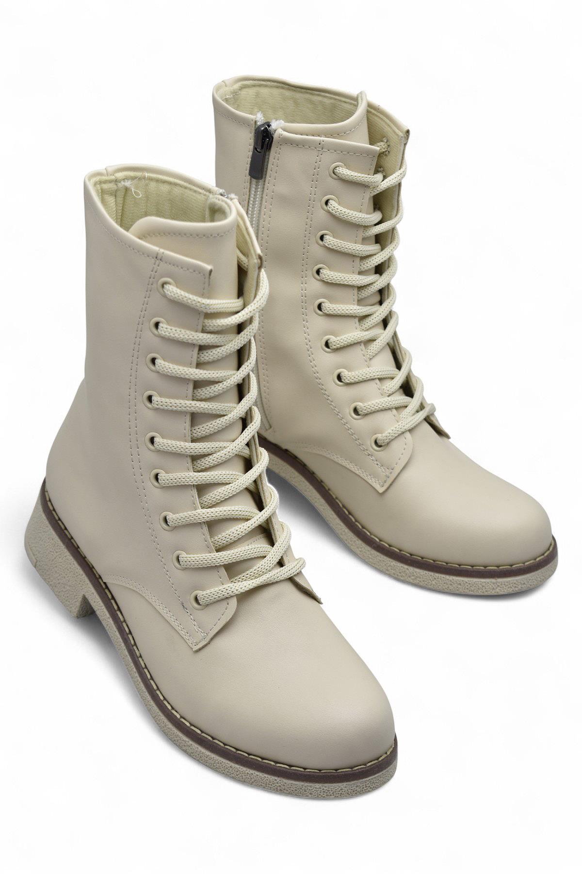 4659 Kadın Bot Ayakkabı Kaymaz Taban Fermuarlı Bağcıklı Günlük Kadın Bot - Görsel 7
