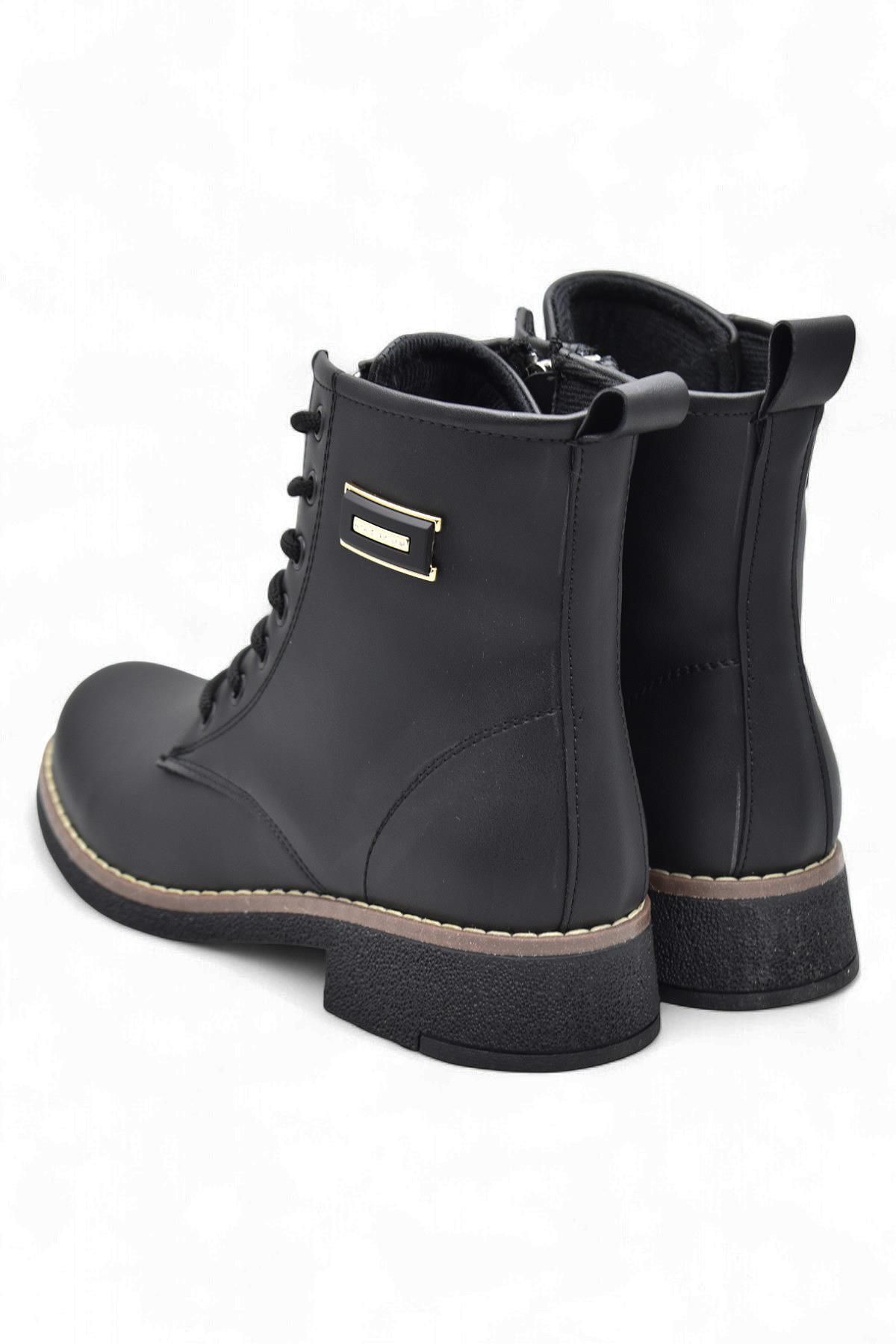 4659 Kadın Bot Ayakkabı Kaymaz Taban Fermuarlı Bağcıklı Günlük Kadın Bot - Görsel 8
