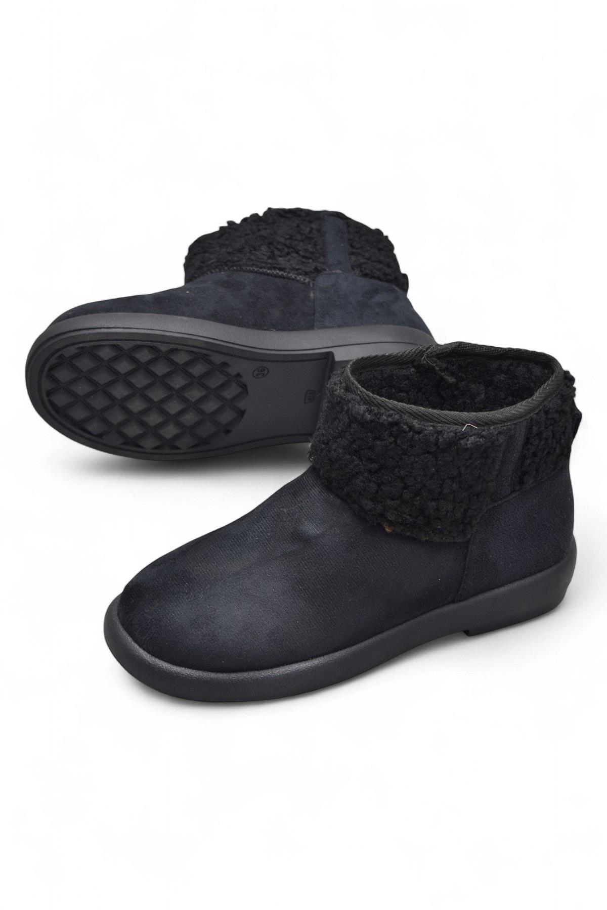 616 Günlük Kadın Bot Süet İçi Kürklü Yüksek Kalın Taban Kışlık Bot - Görsel 6