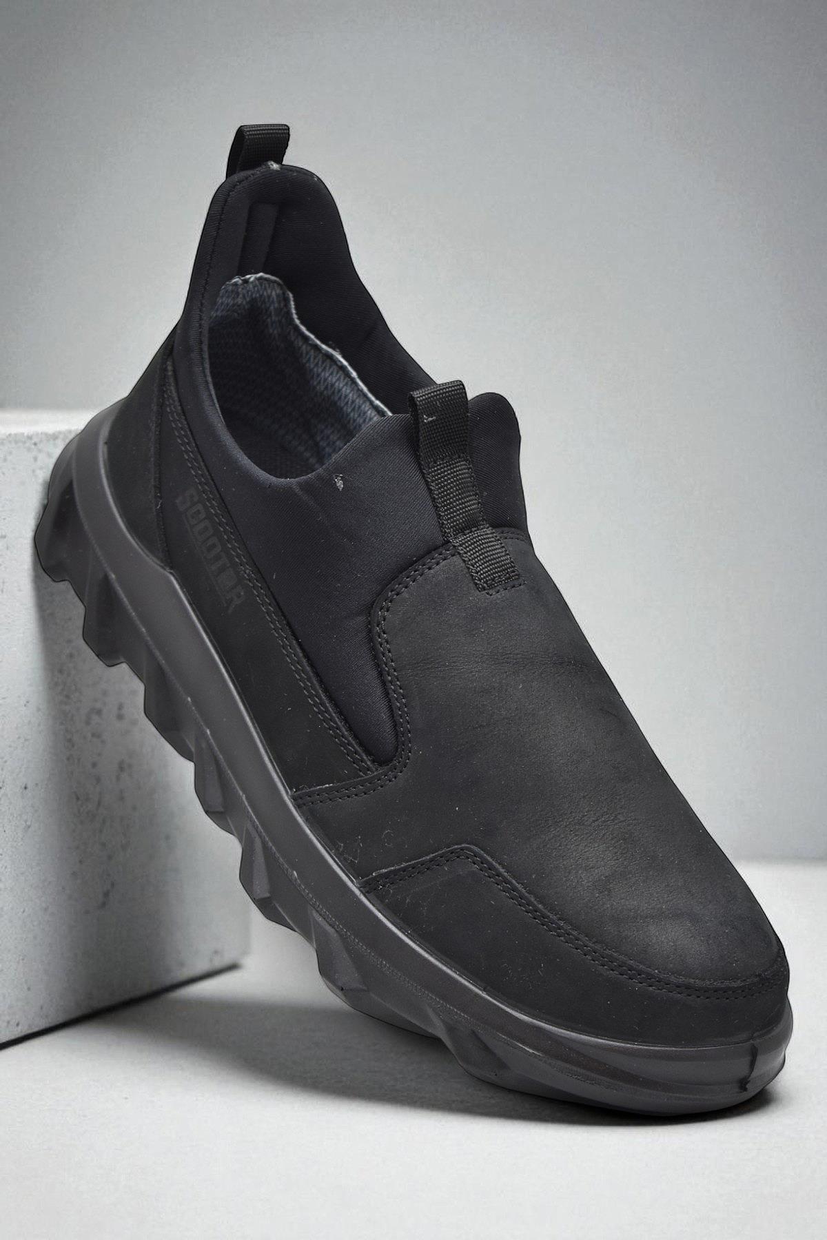 7206 Ortopedik Taban Hakiki Deri Erkek Ayakkabı Bağcıksız Erkek Ayakkabı - Görsel 2