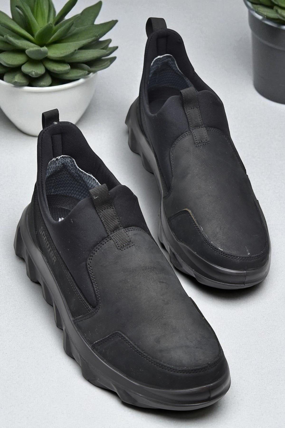 7206 Ortopedik Taban Hakiki Deri Erkek Ayakkabı Bağcıksız Erkek Ayakkabı - Görsel 6