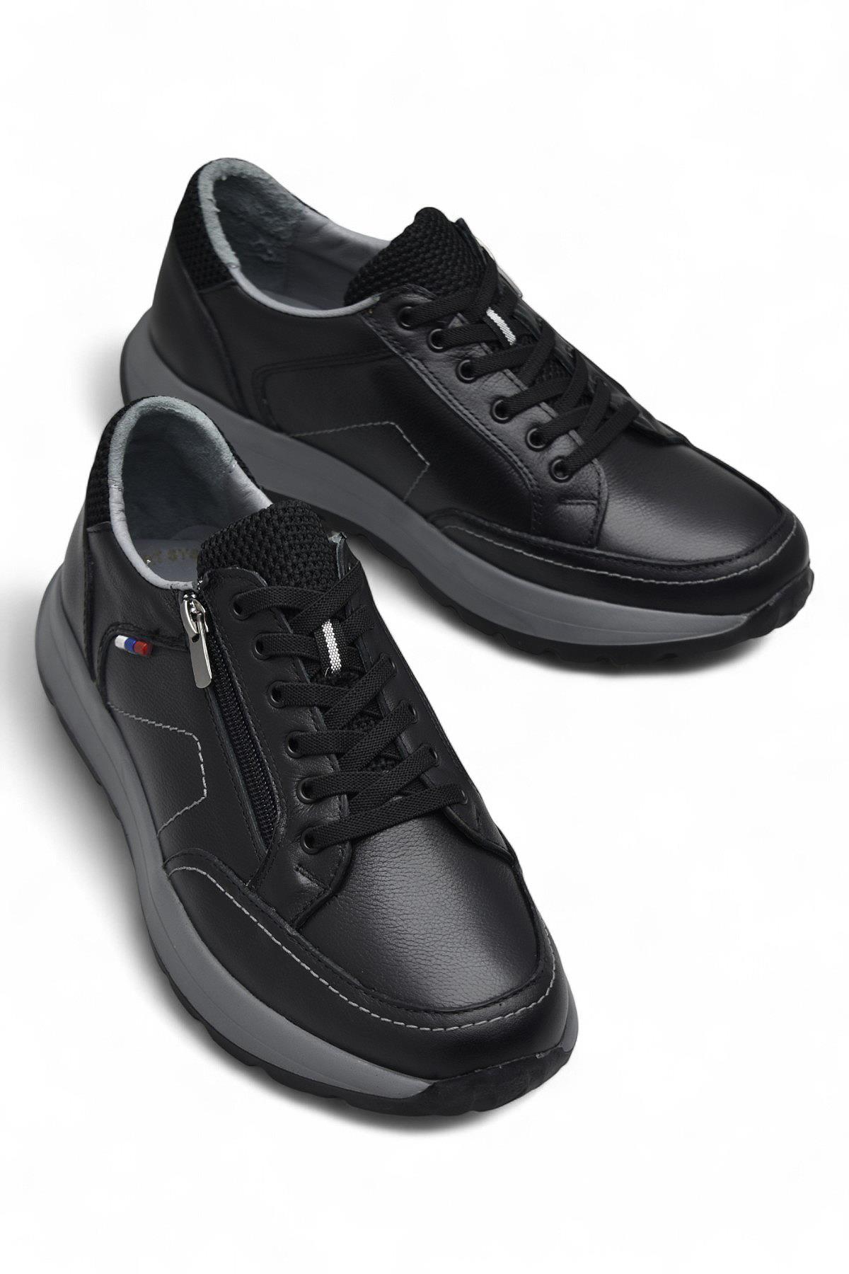 1751 Tam Ortopedik Taban Hakiki Deri Erkek Ayakkabı Fermuarlı Erkek Ayakkabı - Görsel 3